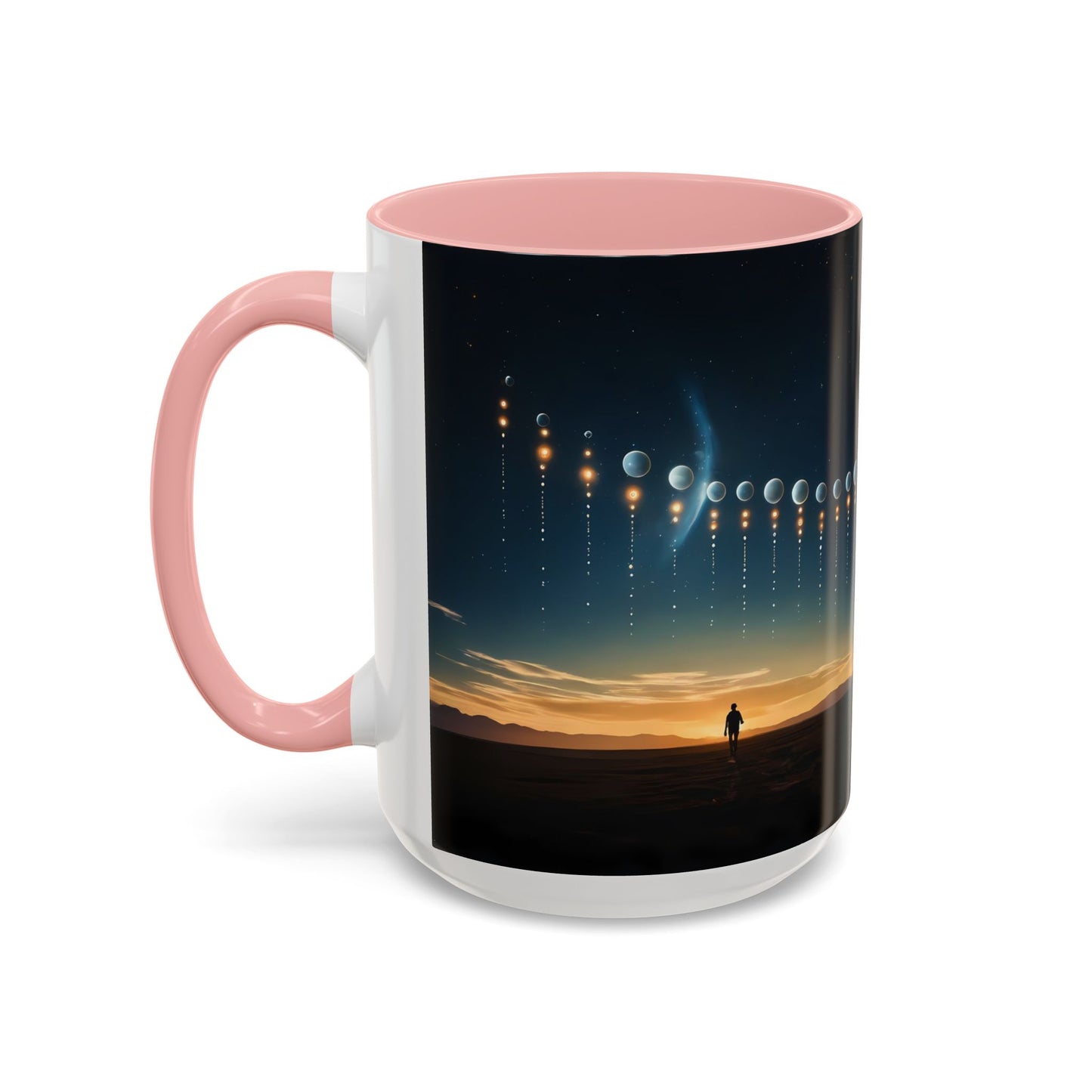 Celestial Pathway Accent Coffee Mug (11, 15oz) – Lone Walker Among Falling Moons