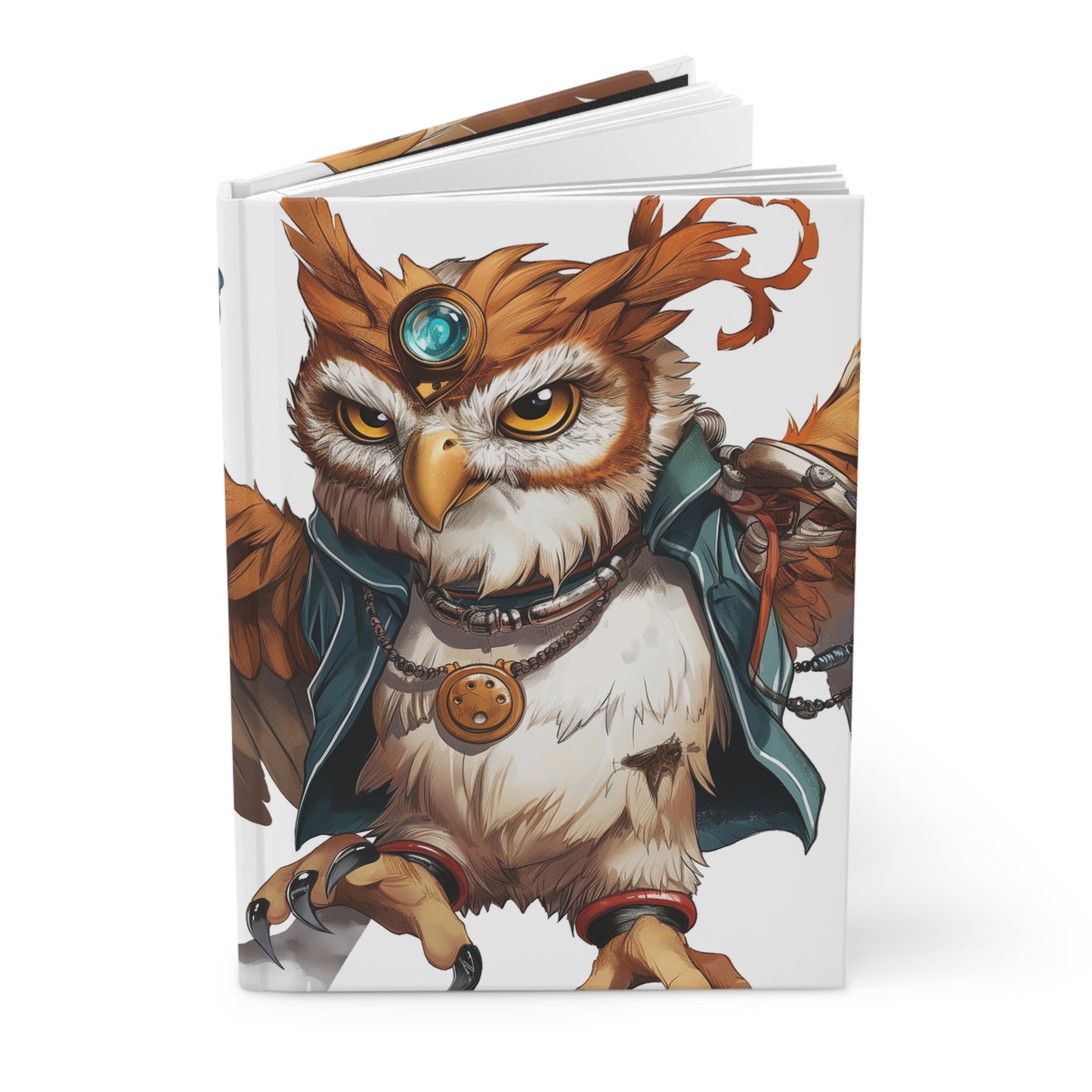 Steampunk Owl Hardcover Journal Matte – Goggles and Gilded Feathers