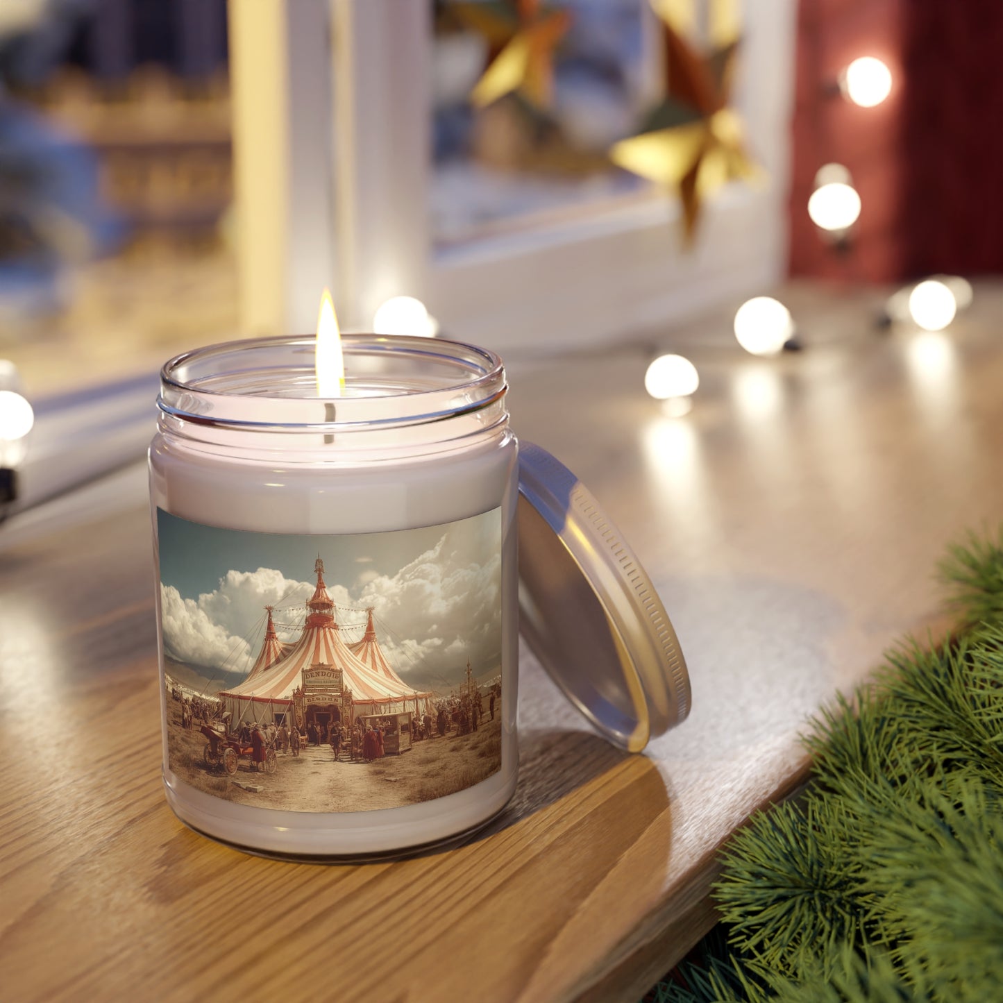 Grand Cirque Tent Scented Soy Candles with White Lid, 9oz – Sunset Spectacle at the Big Top