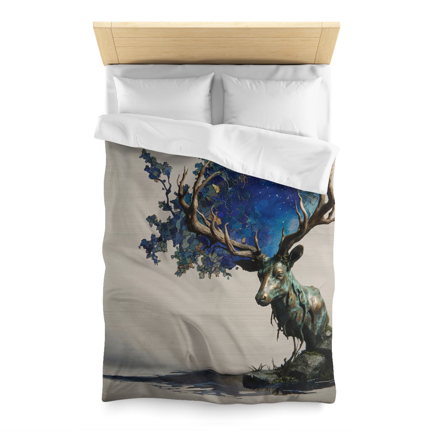 Celestial Stag Microfiber Duvet Cover – Starry Antler Dreamscape