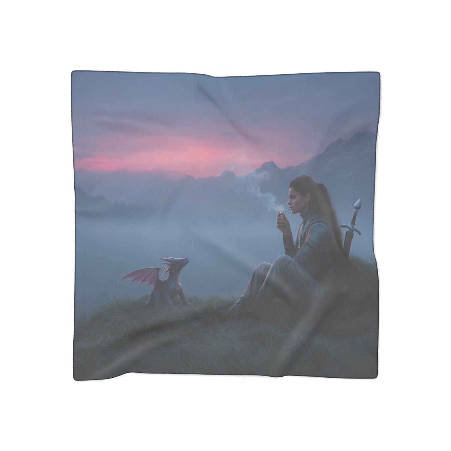 Dragon Sentinel Poly Scarf – Twilight Peaks and Quiet Smoke