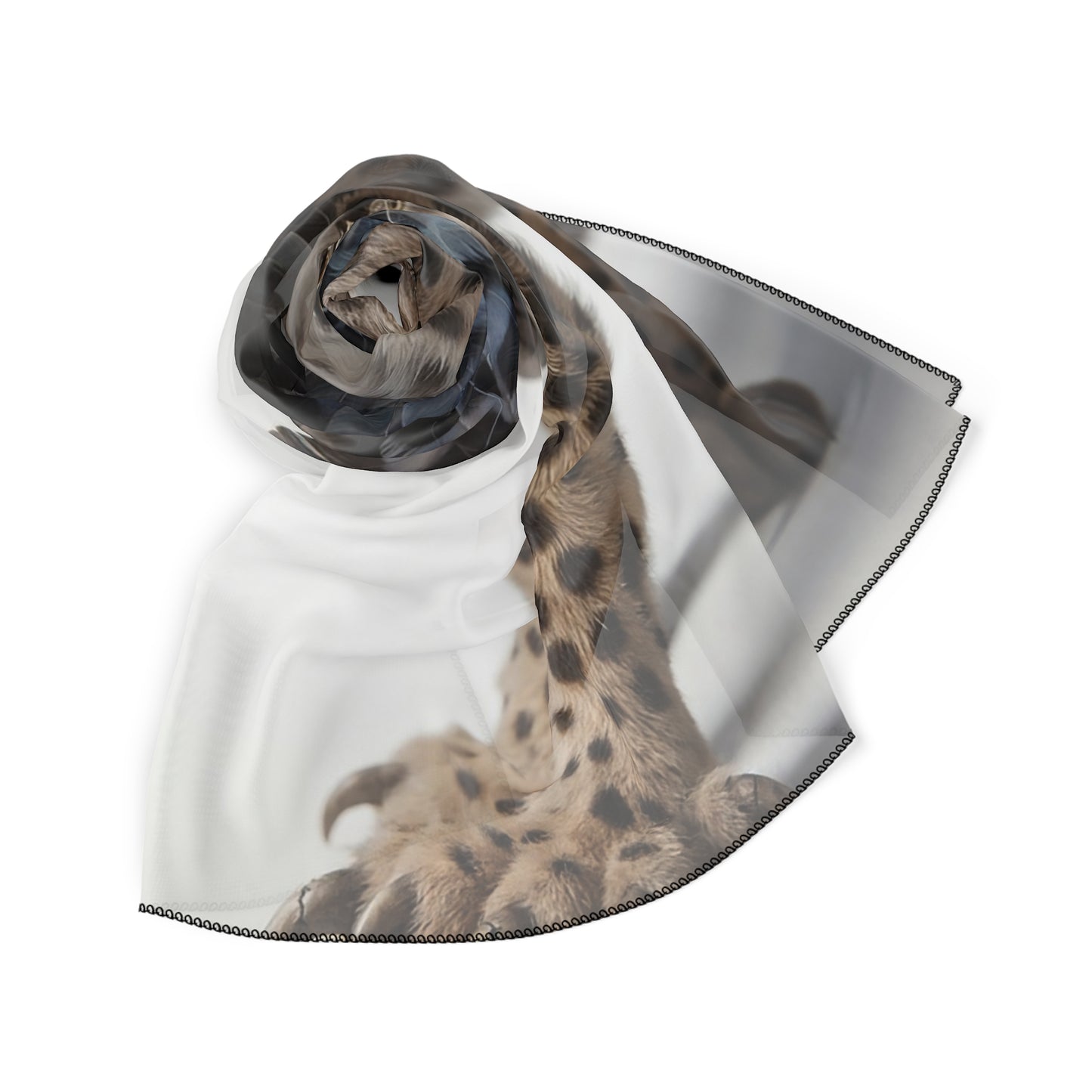 Winged Cheetah Poly Scarf – Shadowed Feathered Grace