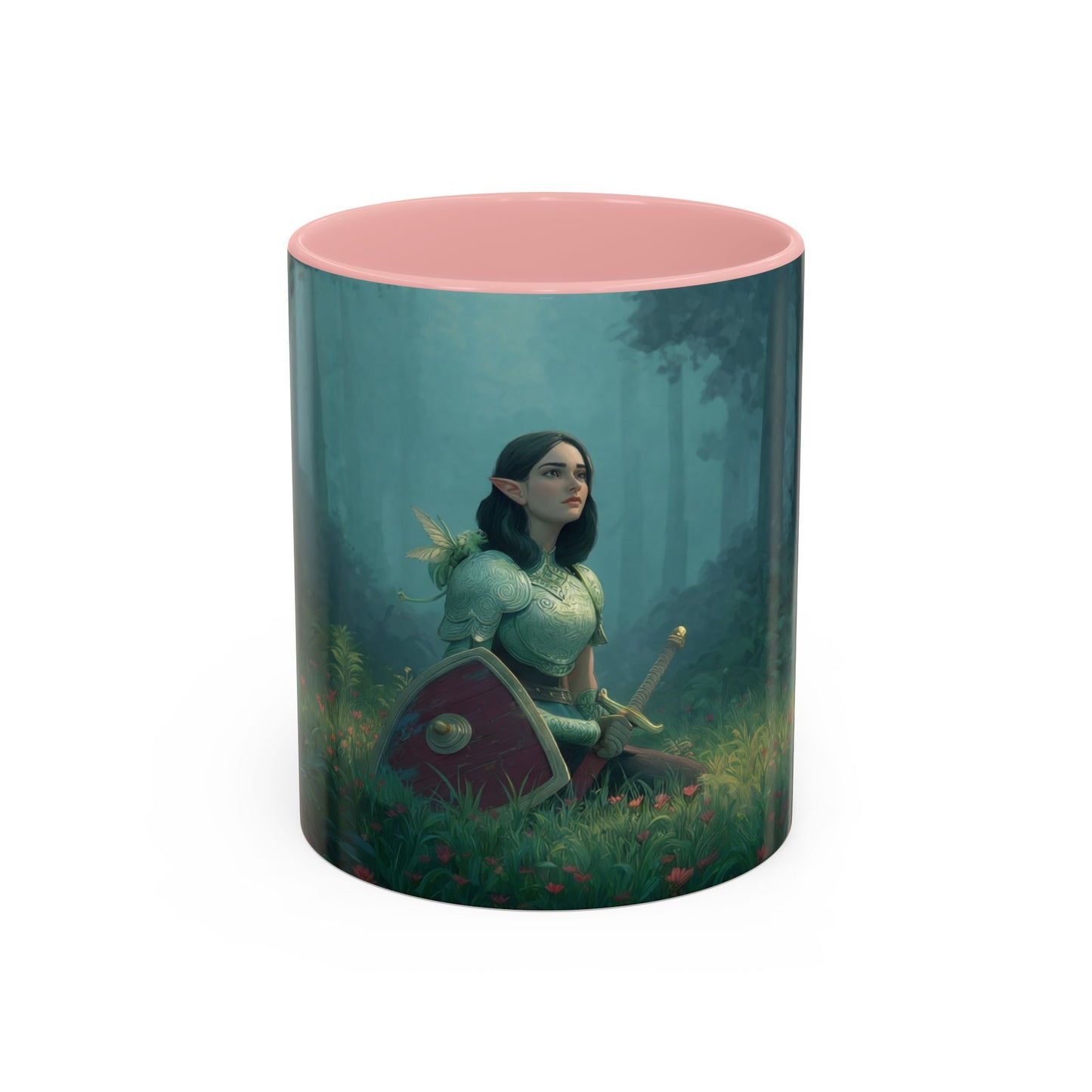 Sentinel in Mist Accent Coffee Mug (11, 15oz) – Guardian of the Whispering Woods