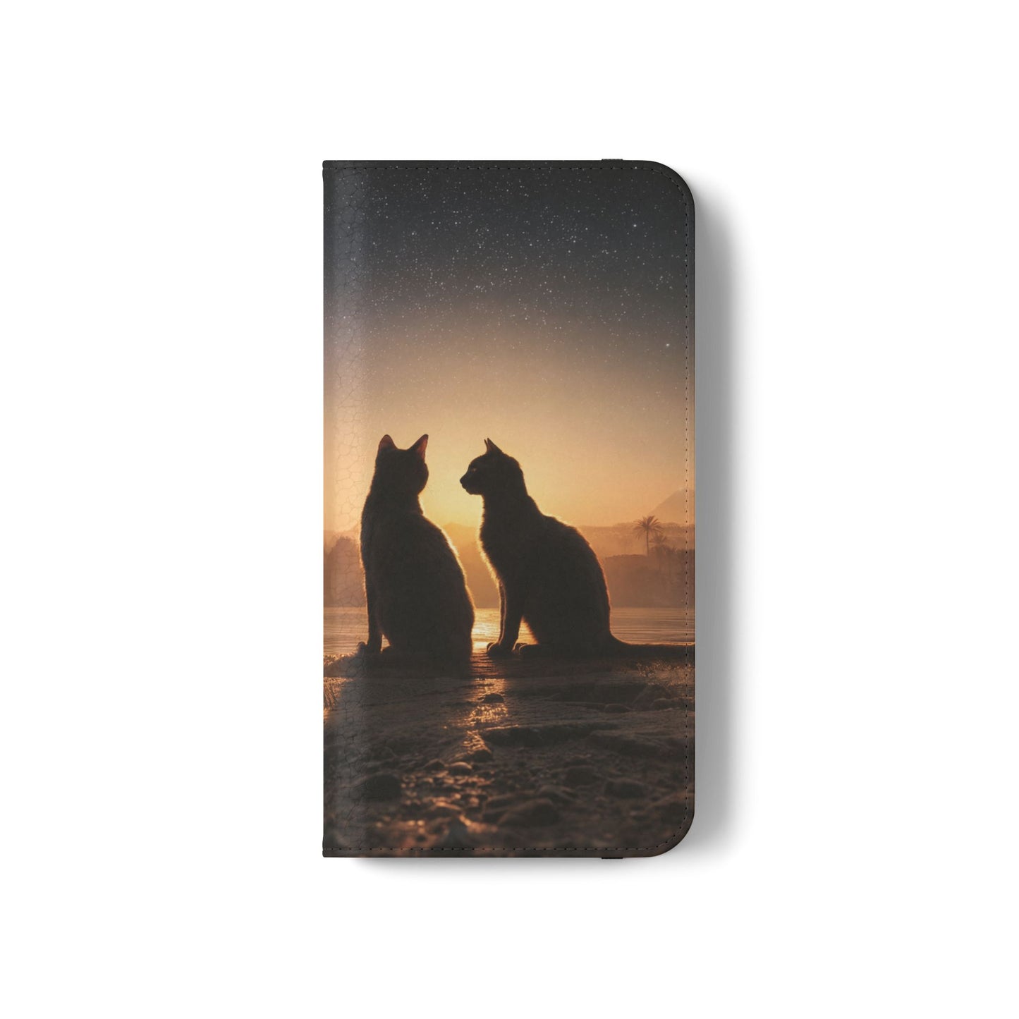 Pharaoh Cats Flip Cases – Starry Nile Guardians on the Bank