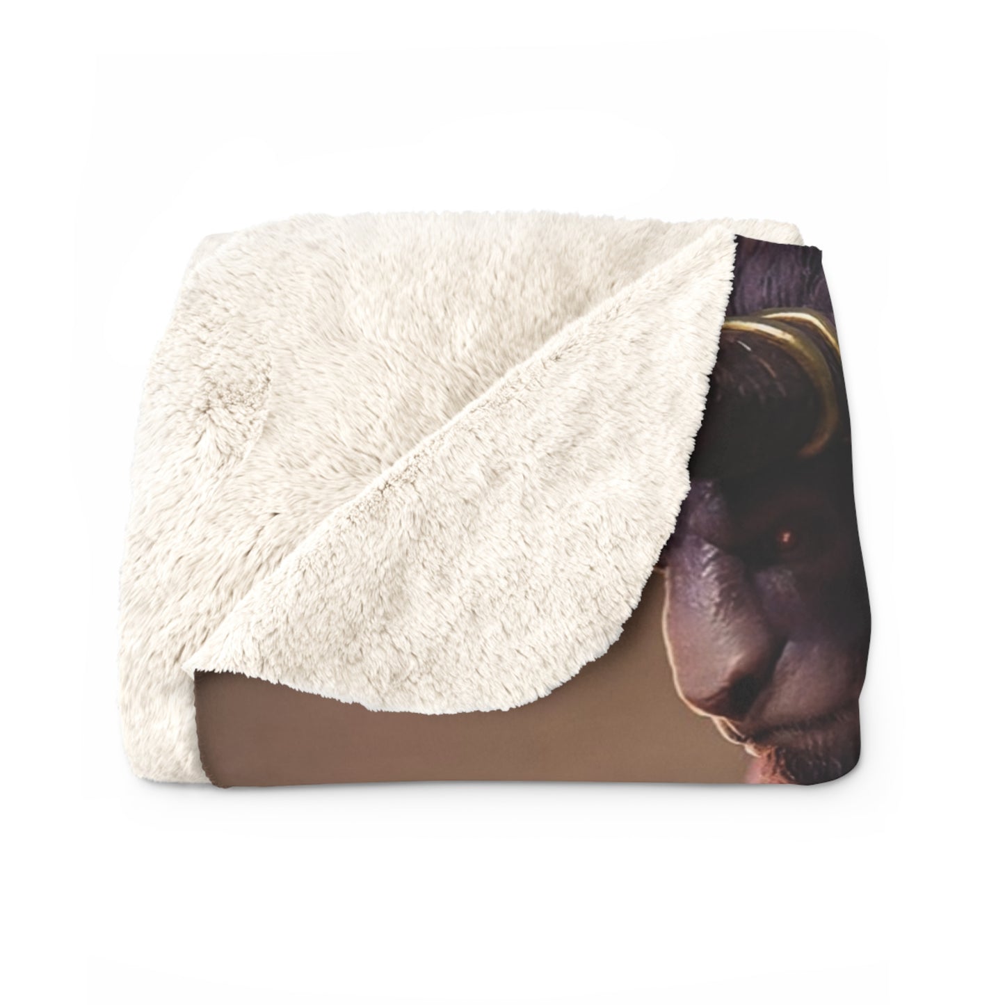 Horned Centaur Sherpa Fleece Blanket – Purple Guardian with Golden Armor