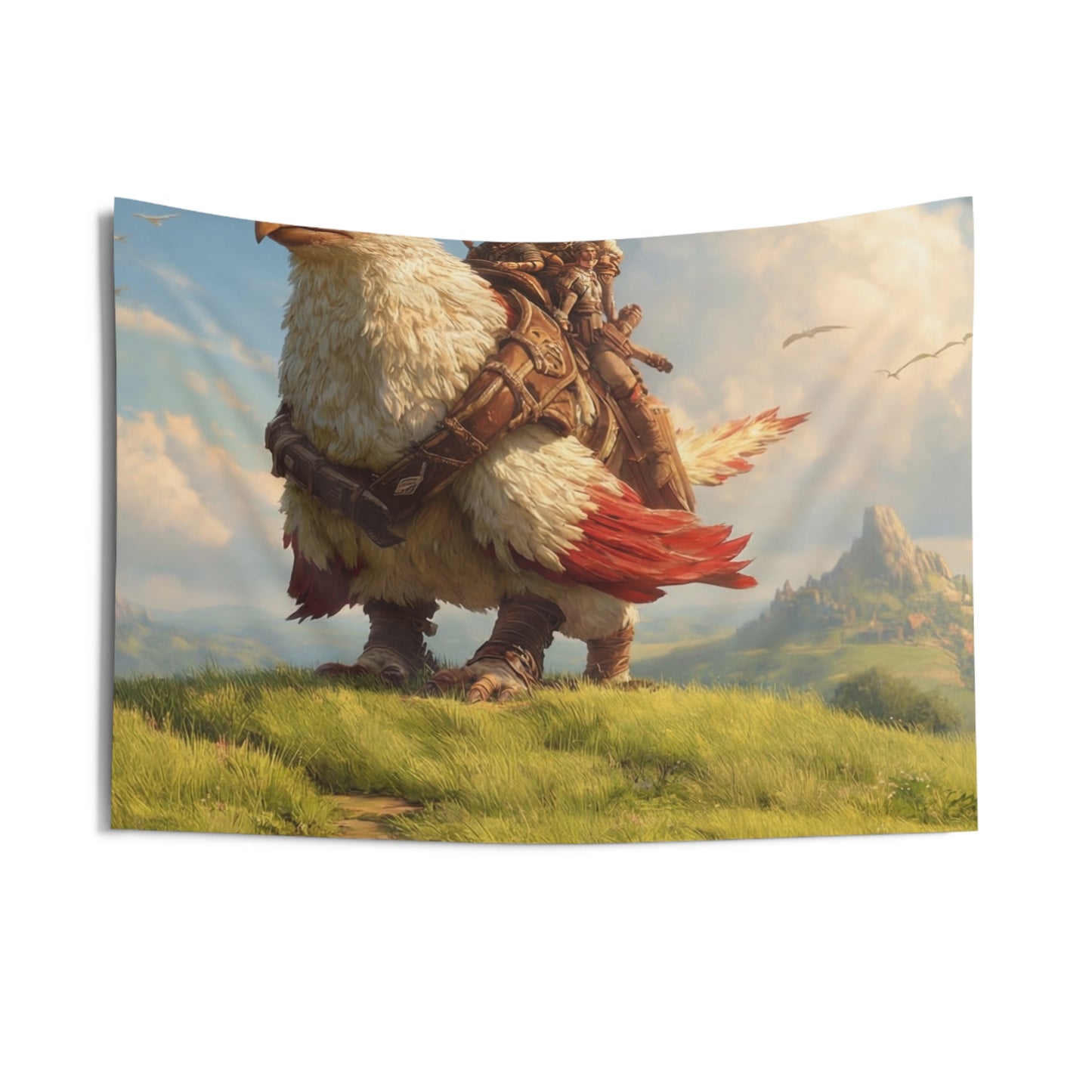 Skyborne Eagle Riders Indoor Wall Tapestries – Crested Majesty Over Sunlit Peaks