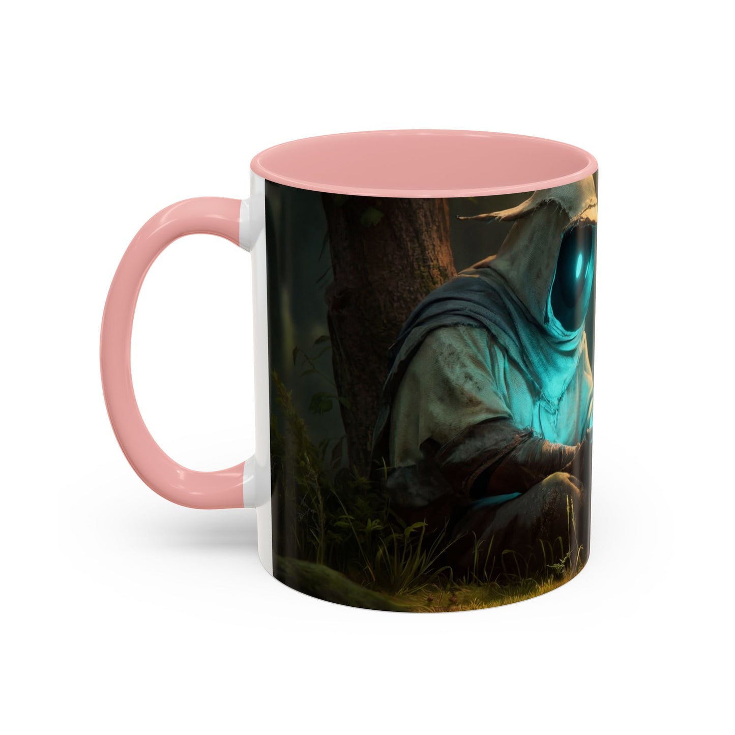 Forest Sentinel Accent Coffee Mug (11, 15oz) – Luminescent Guardian in Dappled Light