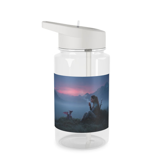 Mistbound Guardian Tritan Water Bottle – Pink Dragon & Dusk Sentinel
