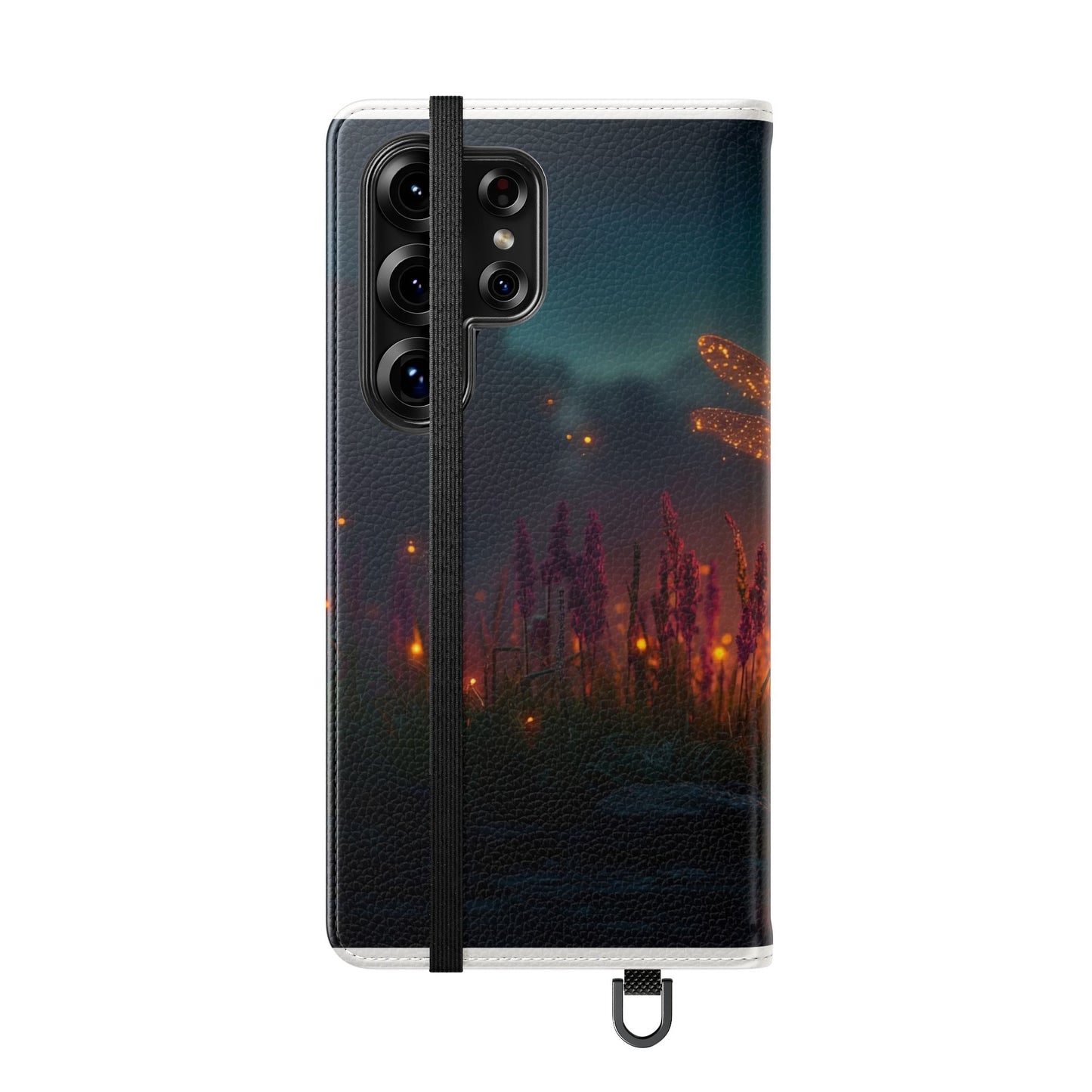 Bioluminescent Dragonfly Flip Cases – Glowing Amber Wings Over Twilight Marsh