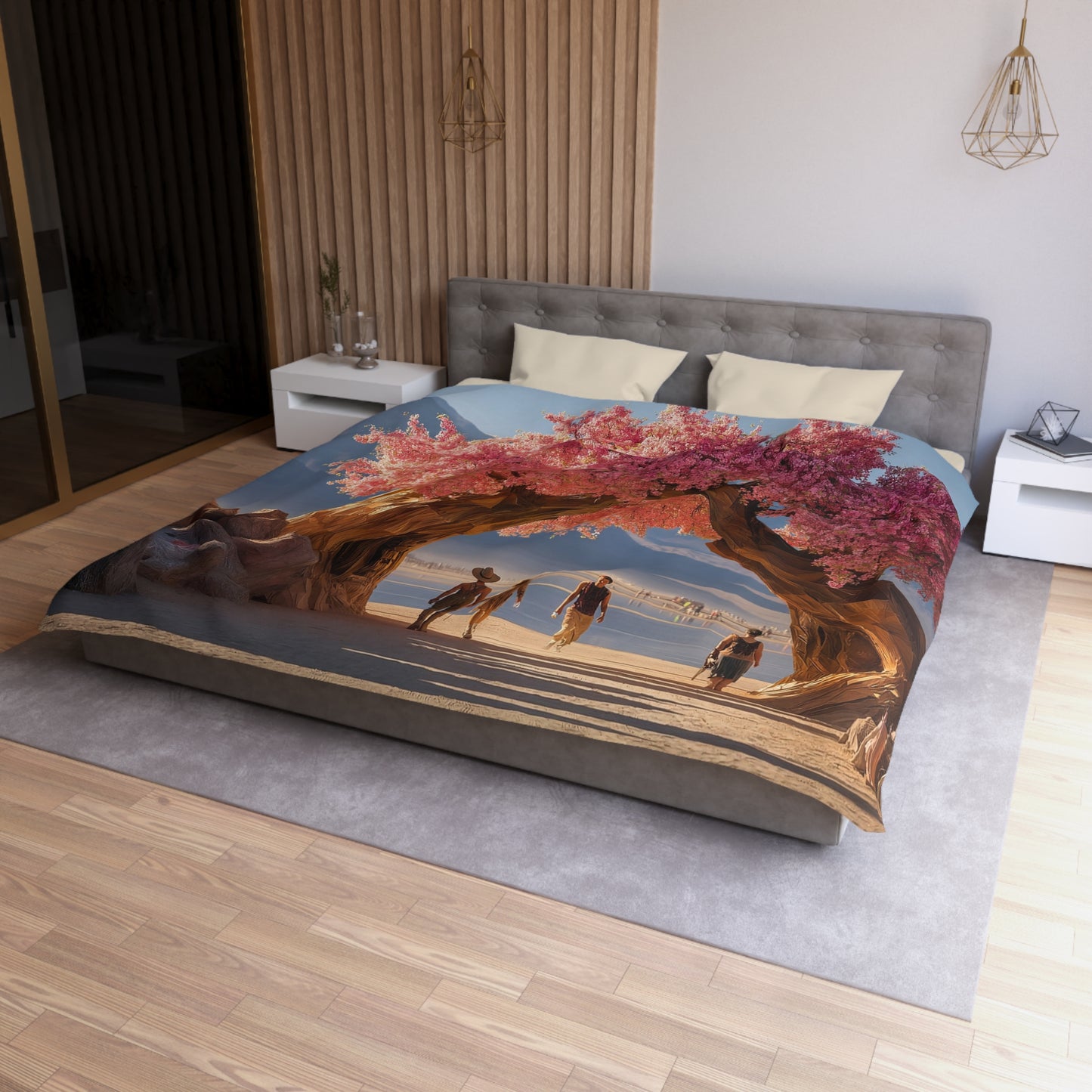 Pink Blossom Archway Duvet Cover – Desert Bloom Sanctuary