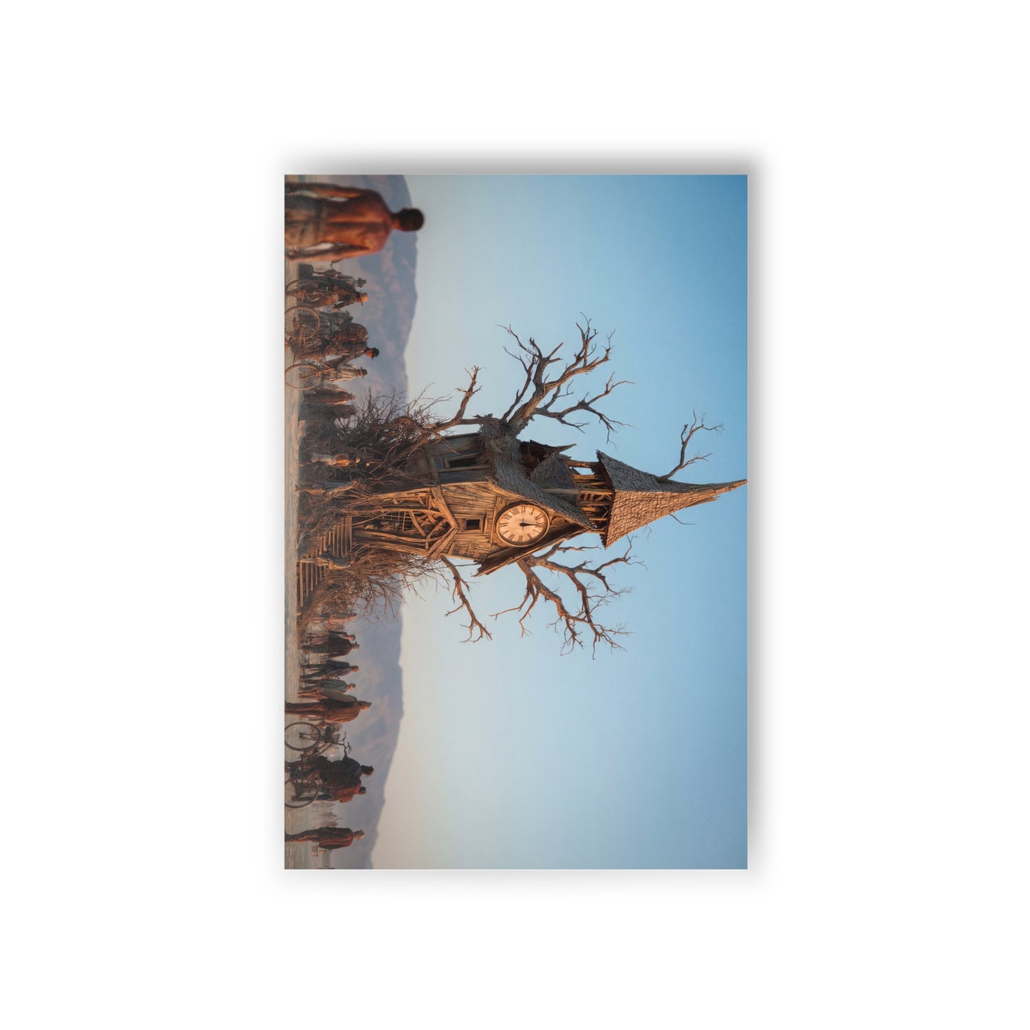 Wooden Clock Tree Postcards (10pcs) – Desert Guardianship Scene