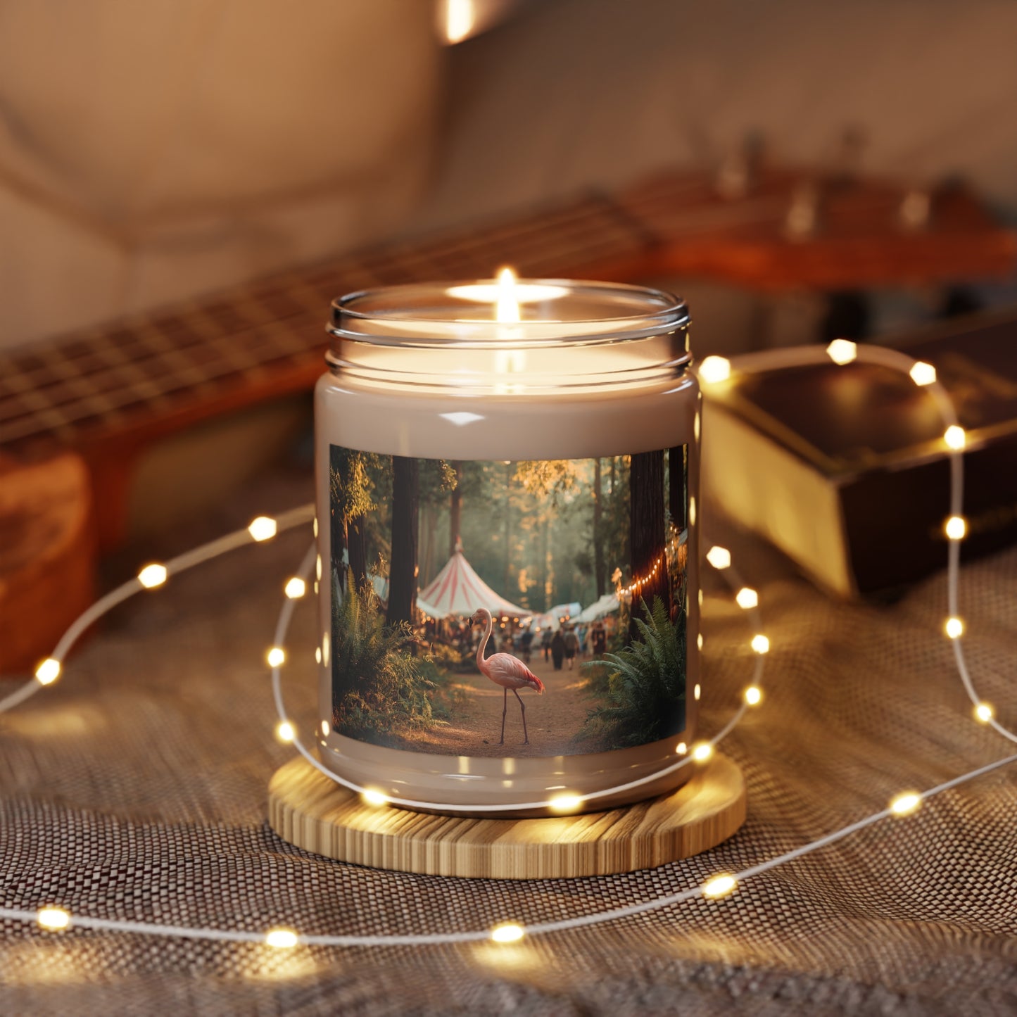 Forest Flamingo Scented Soy Candles with White Lid, 9oz – Sunset Carnival Whispers