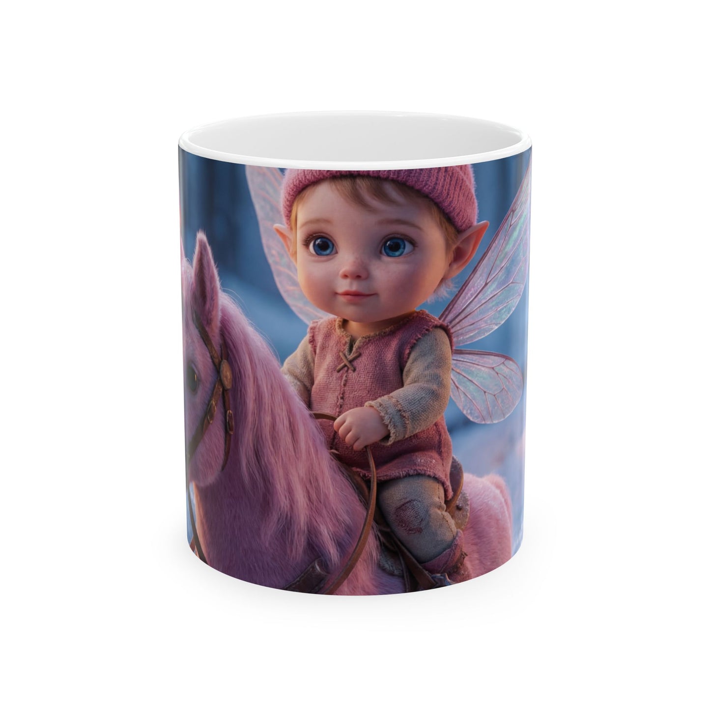 Pink Unicorn Rider Ceramic Mug – Frostlit Forest Fantasy