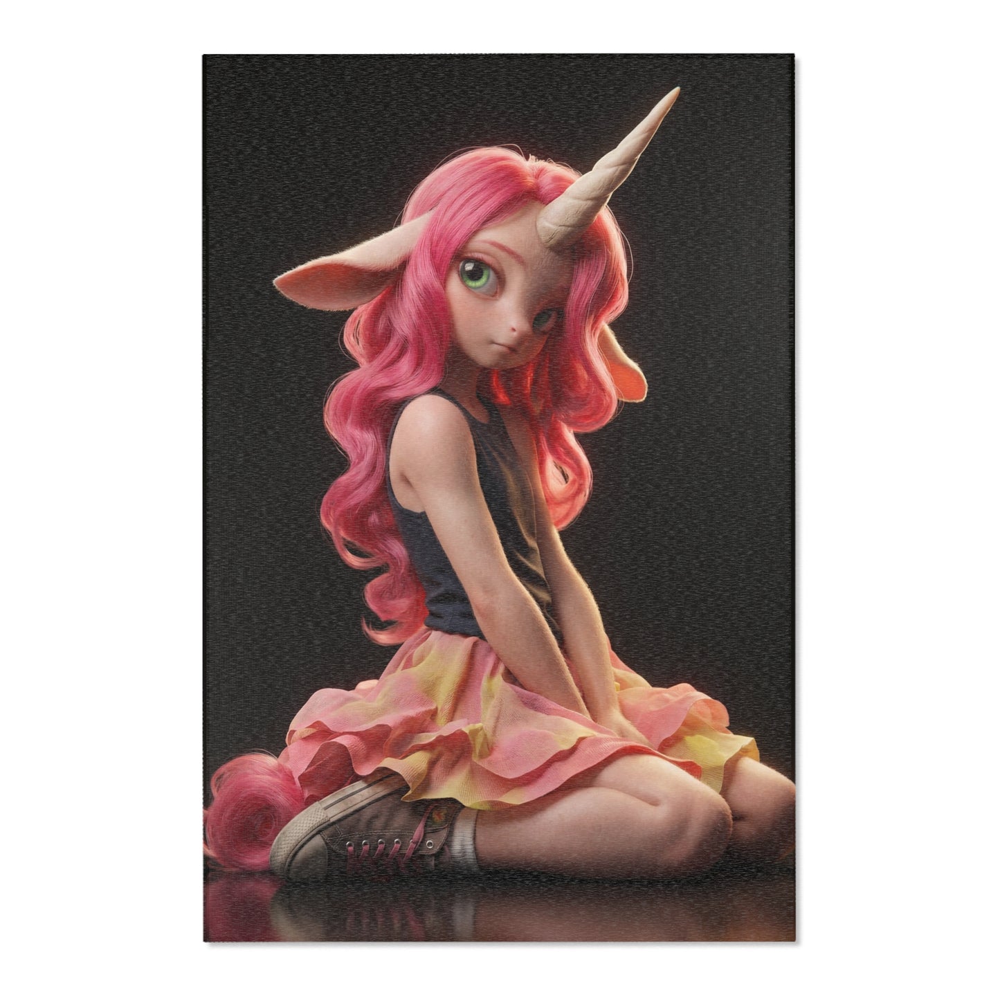 Pink Unicorn Girl Area Rug – Soft Glow Fantasy Scene