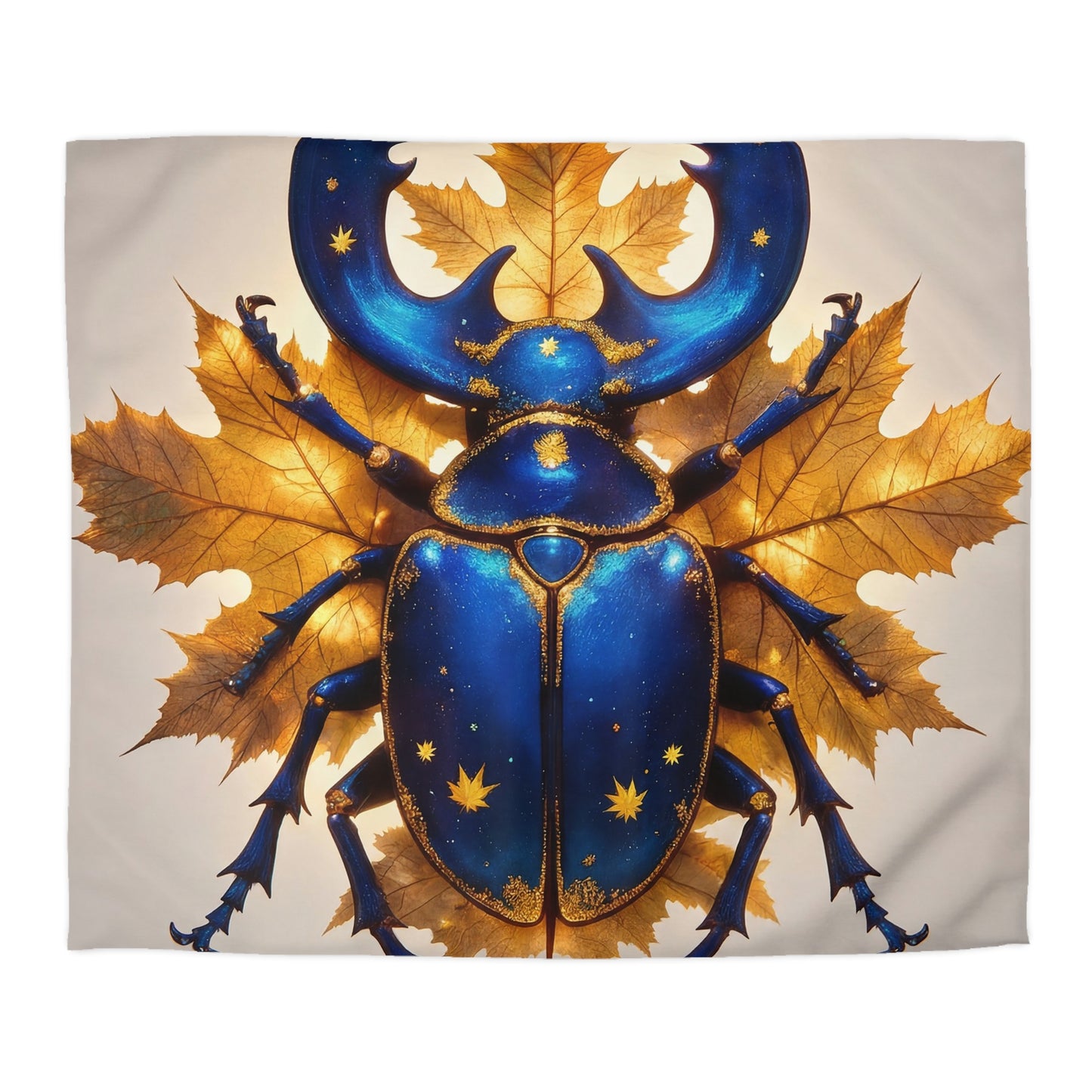 Celestial Beetle Microfiber Duvet Cover – Night Sky Amidst Autumn Leaves