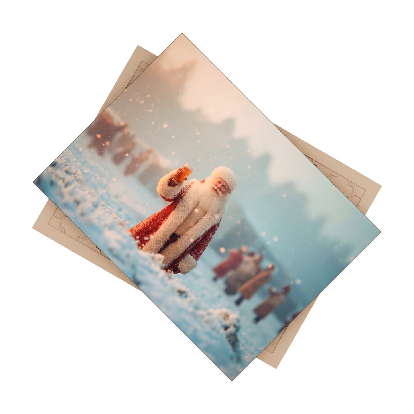 Santa in Snowy Field Ceramic Photo Tile – Toasting the Winter Solstice