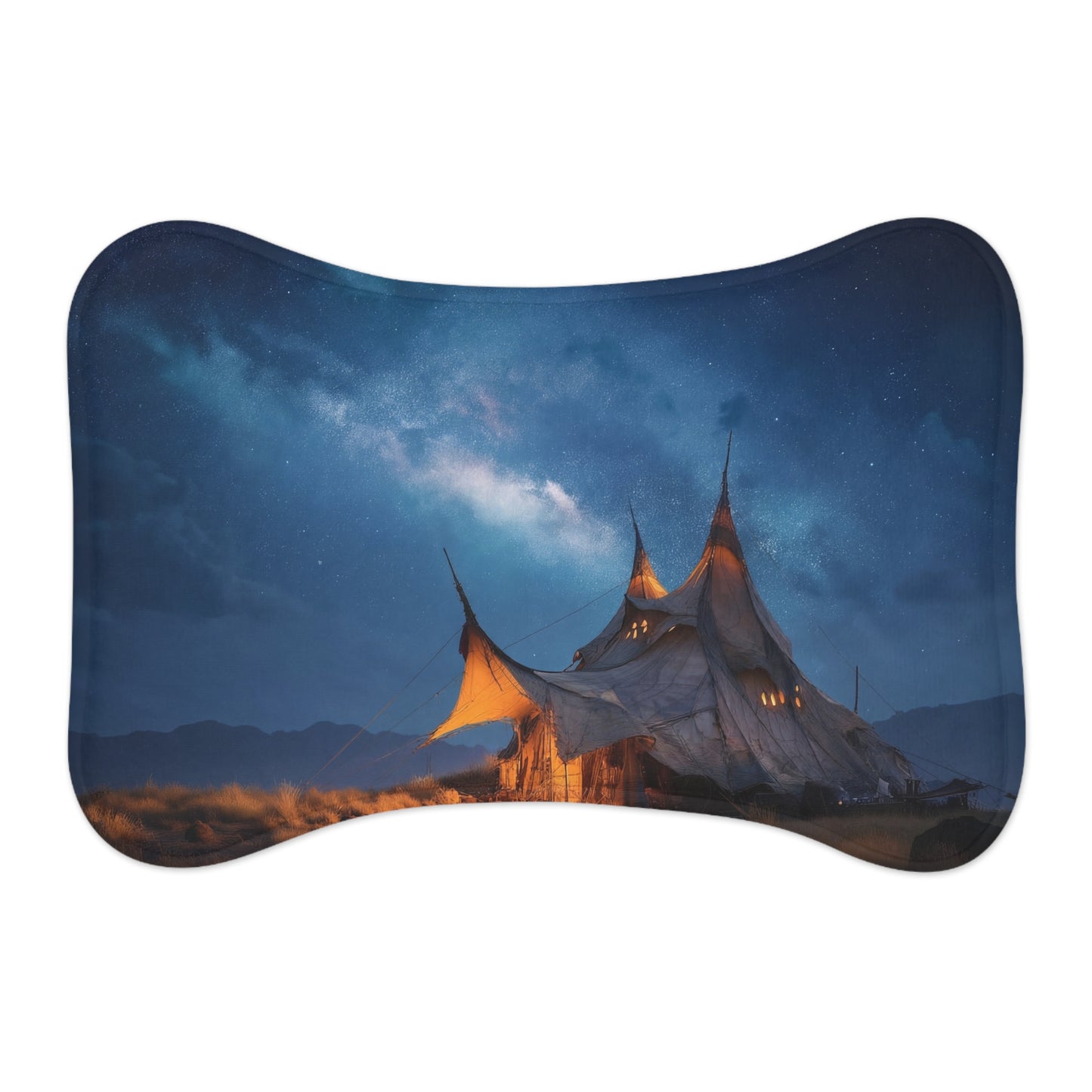 Starlit Nomad Tent Pet Feeding Mats – Milky Way Hearth Beneath the Sky