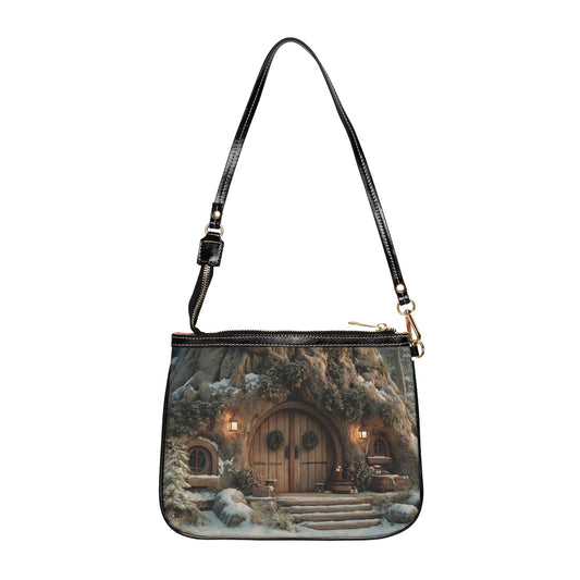 Winterwood Cottage Shoulder Bag – Snow-Dusted Treehouse Sanctuary