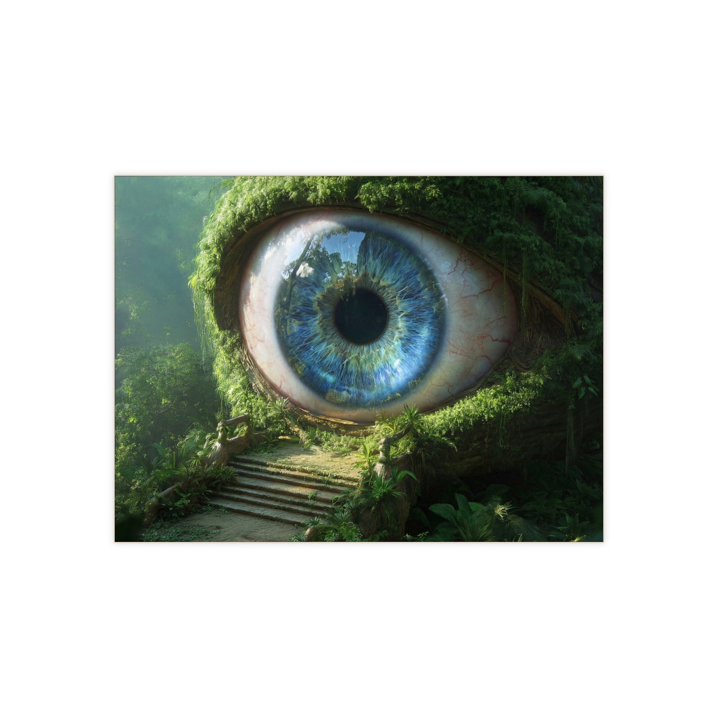 Guardian Eye of the Verdant Jungle Ceramic Photo Tile – Watching Over Your Sanctuary