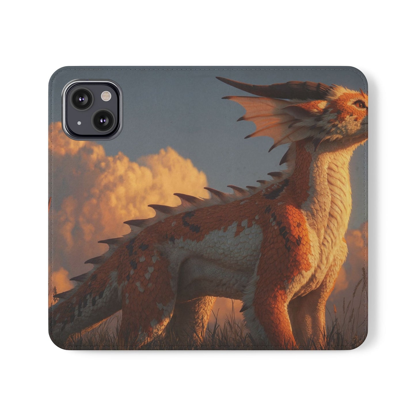 Gilded Dragon Flip Cases – Amber Sunset Guardian