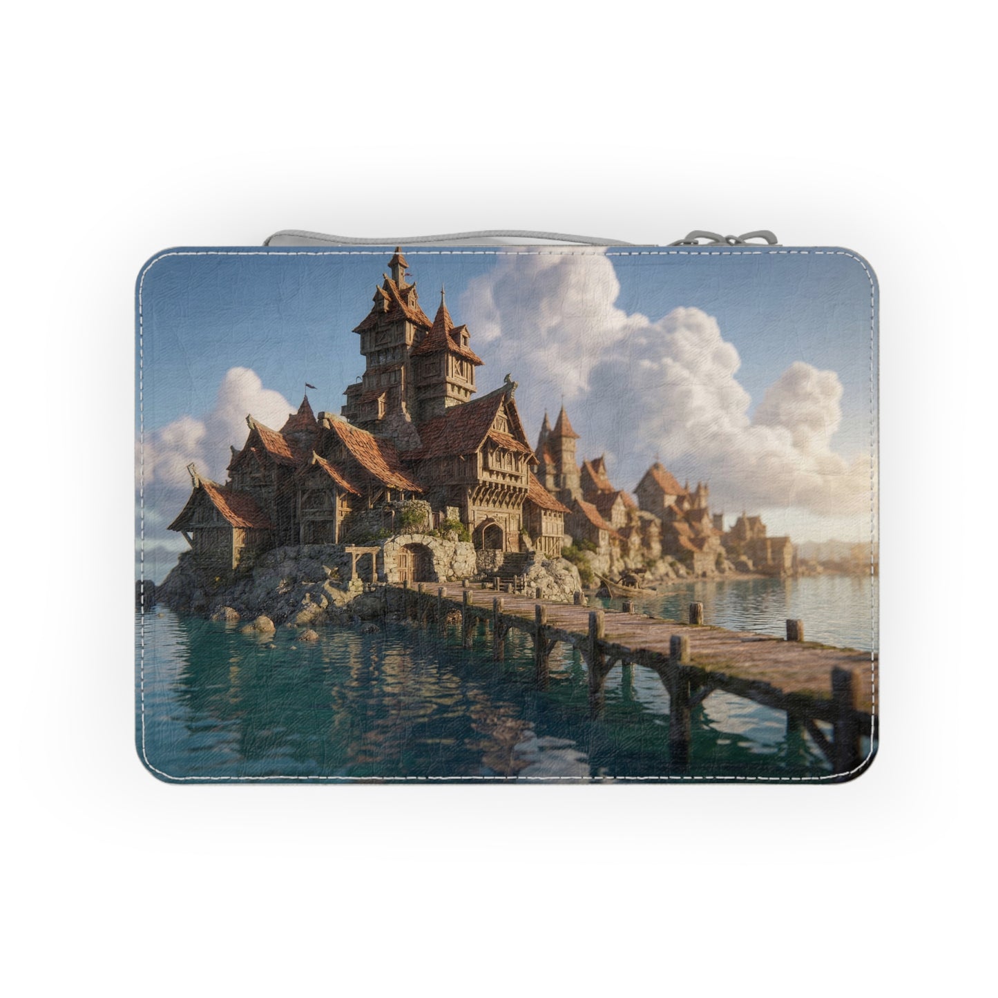 Harbor’s Whisper Paper Lunch Bag – Sunlit Coastal Village Dreamscape