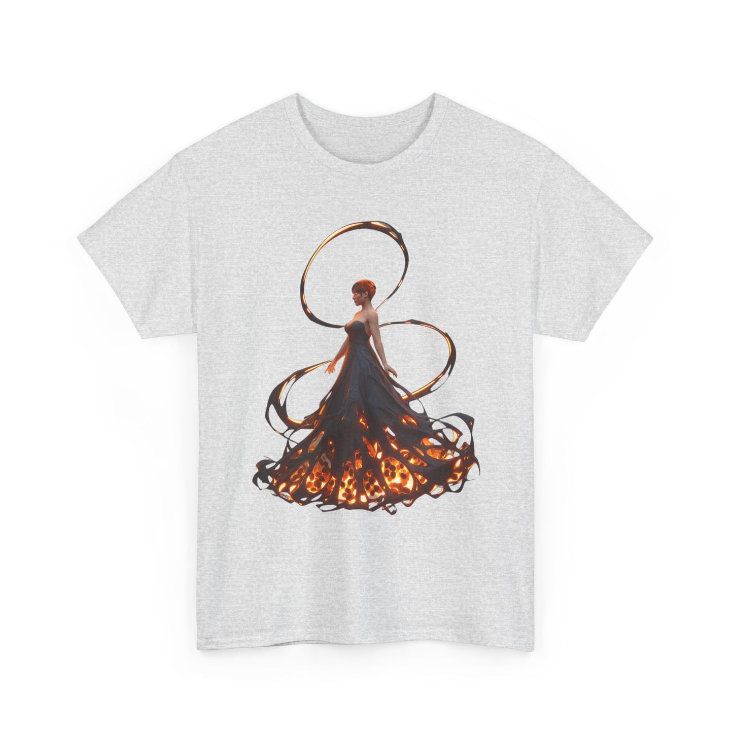 Ember-Winged Sentinel Tee – Molten Halo and Glowing Lattice Design