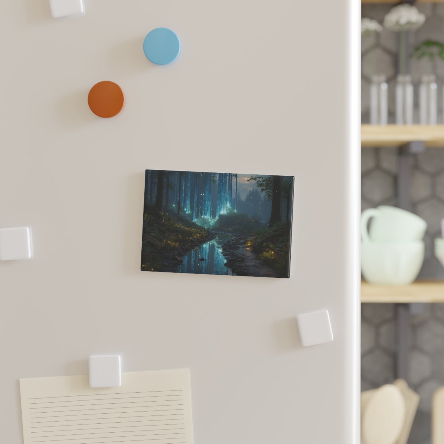 Celestial Waterfall Forest Button Magnet, Rectangle (1 & 10 pcs) – Azure Light Reverie