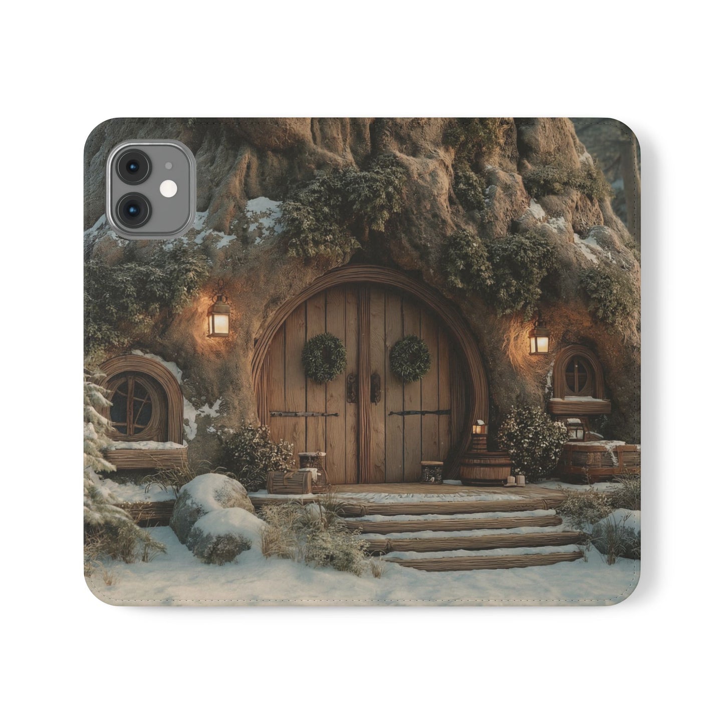 Hobbit Hole Flip Cases – Cozy Winter Doorway Scene