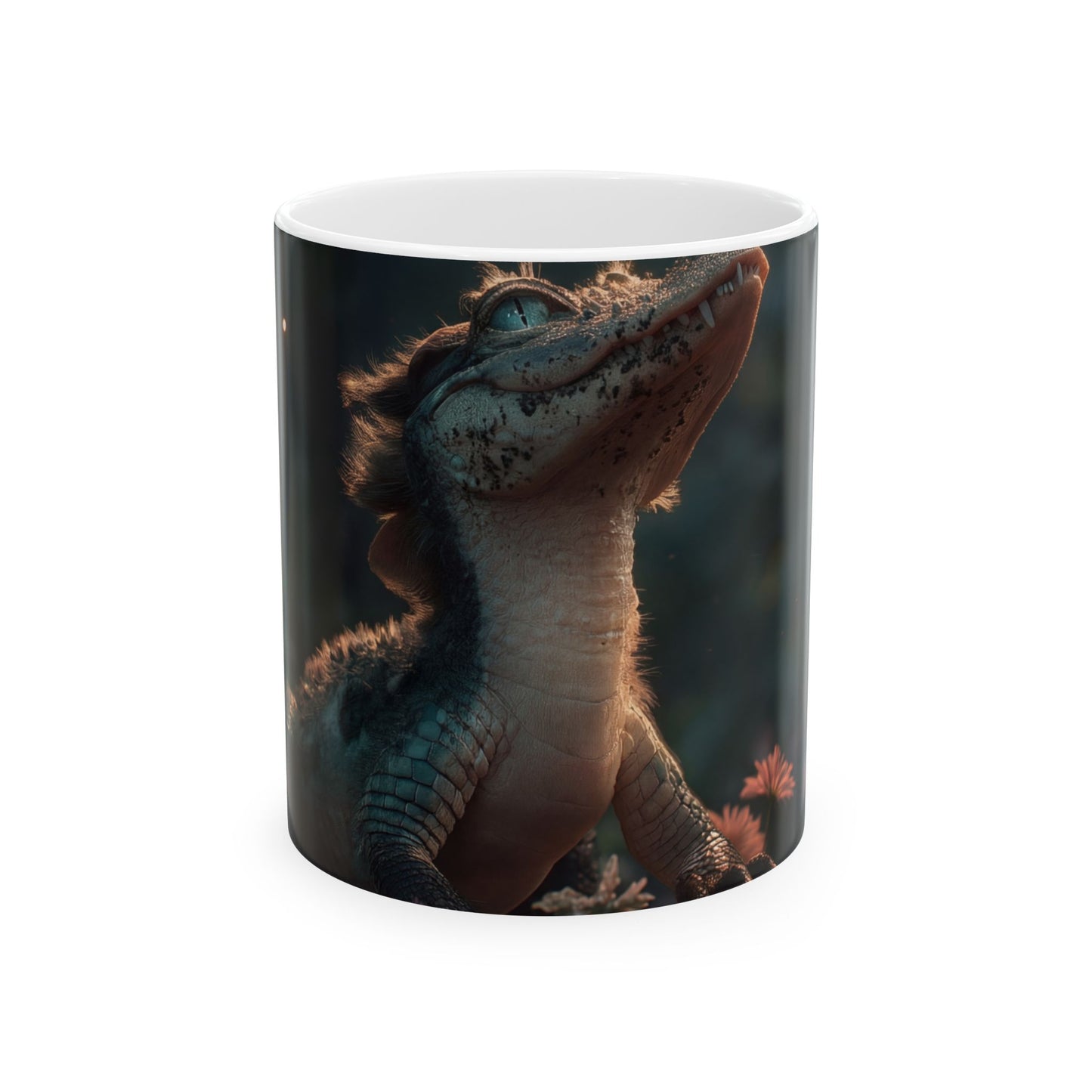Gentle Crocodile with Butterfly Ceramic Mug – Twilight Meadow Whispers
