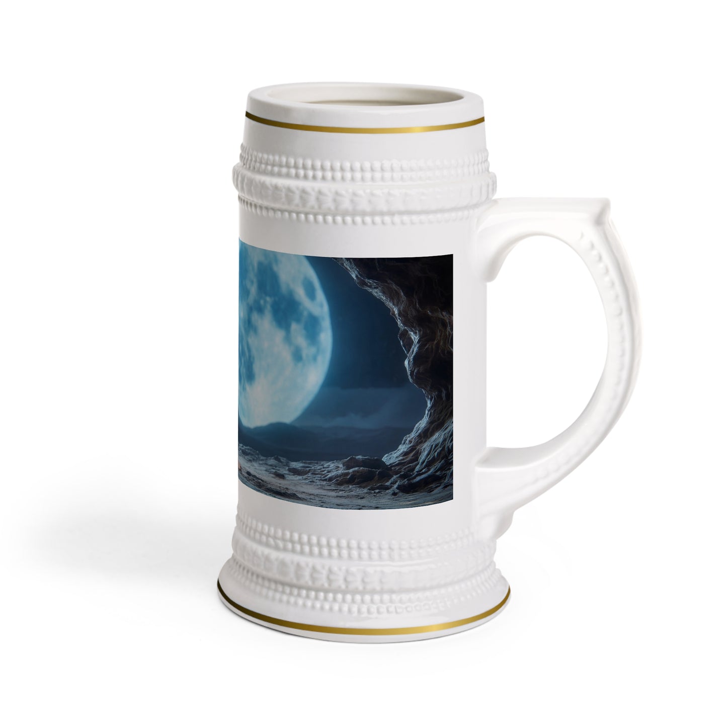 Lunar Meditation Stein Mug – Tranquil Monastic Moonlight