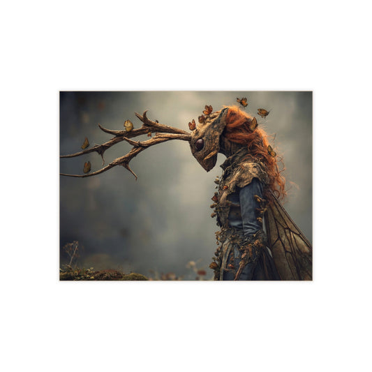 Forest Spirit with Antlers Ceramic Photo Tile – Whispers of Autumn Wings