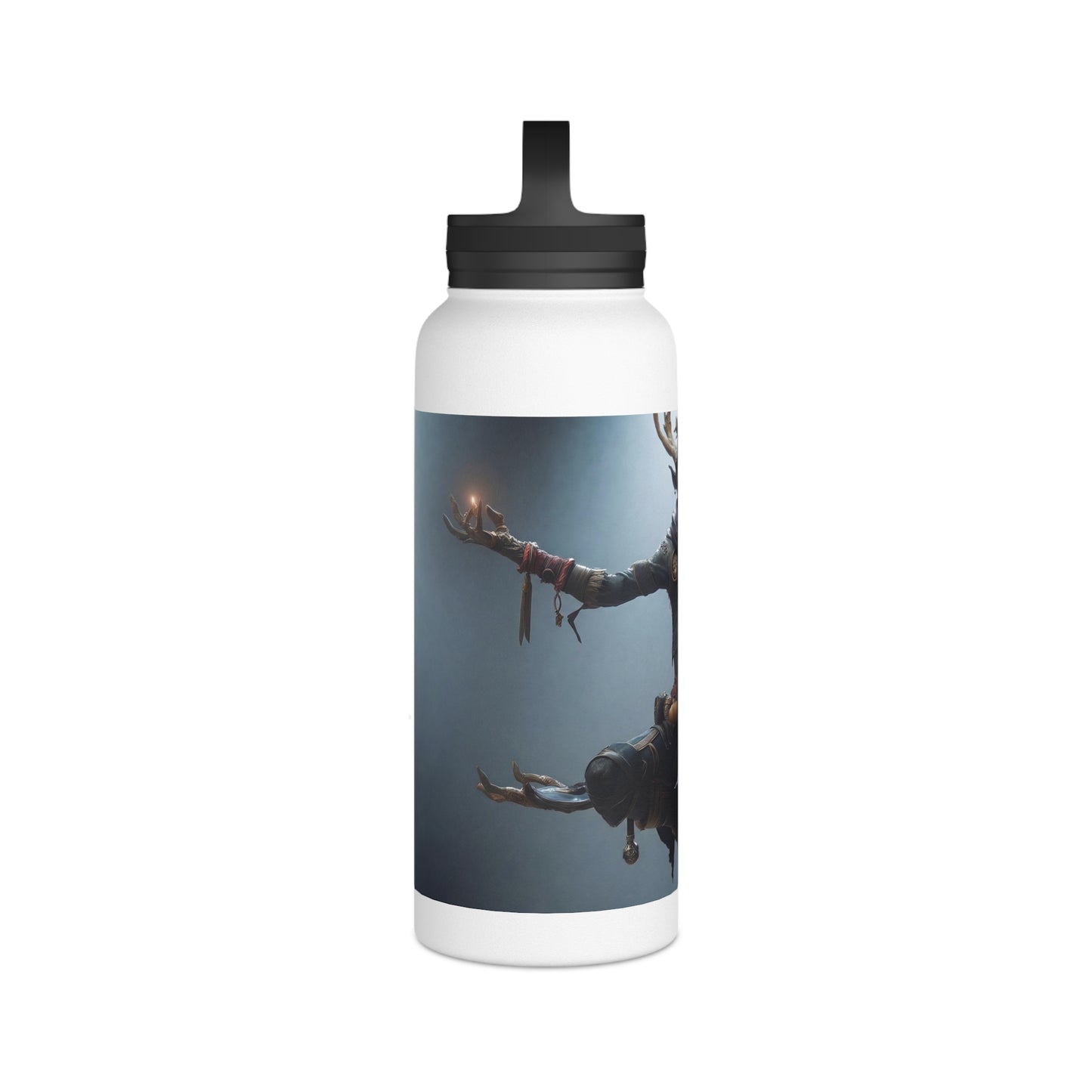 Forest Guardian Meditator Stainless Steel Water Bottle, Handle Lid – Twilight Grove Serenity