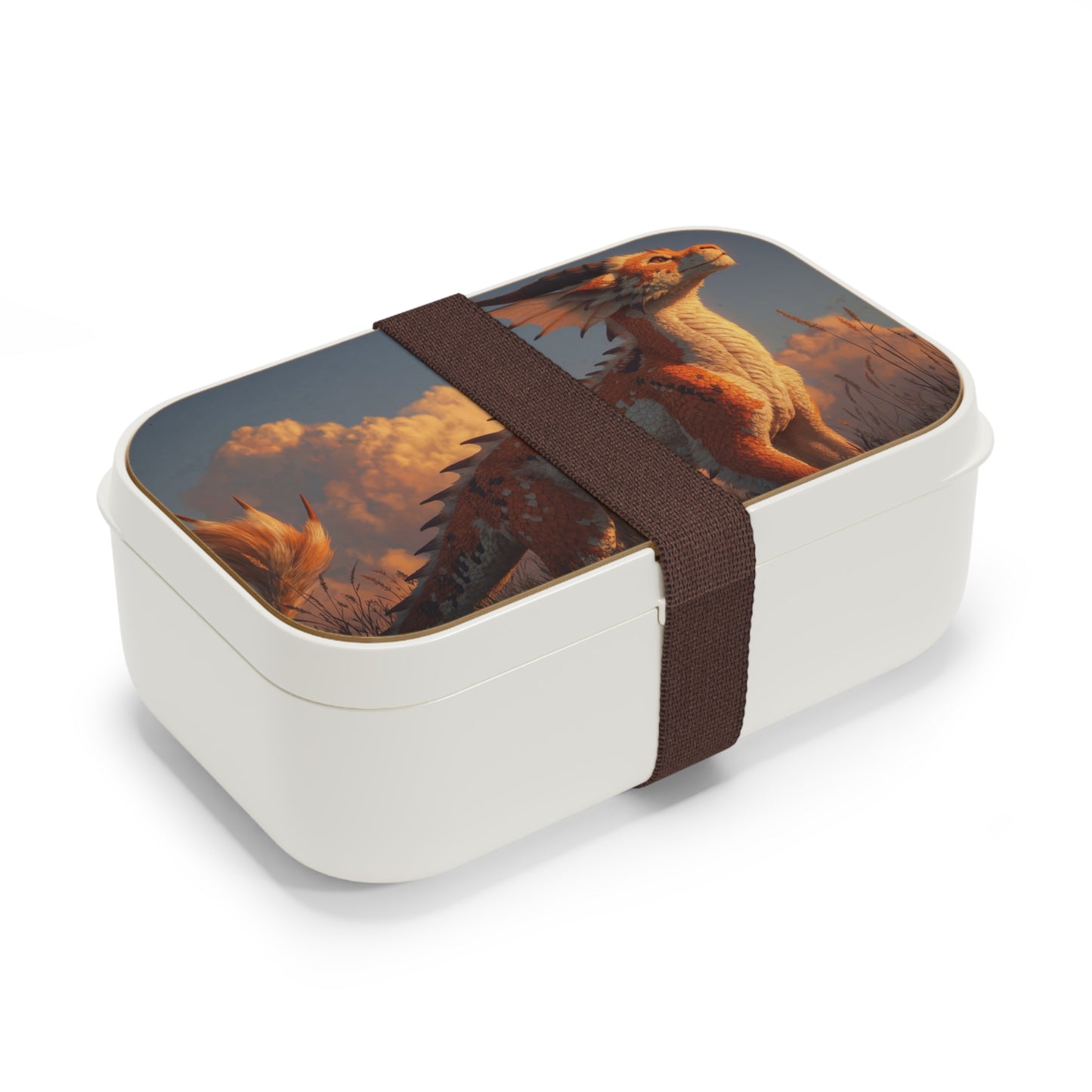 Sunset Sentinel Dragon Bento Lunch Box – Warm Glow Over Wild Grasses