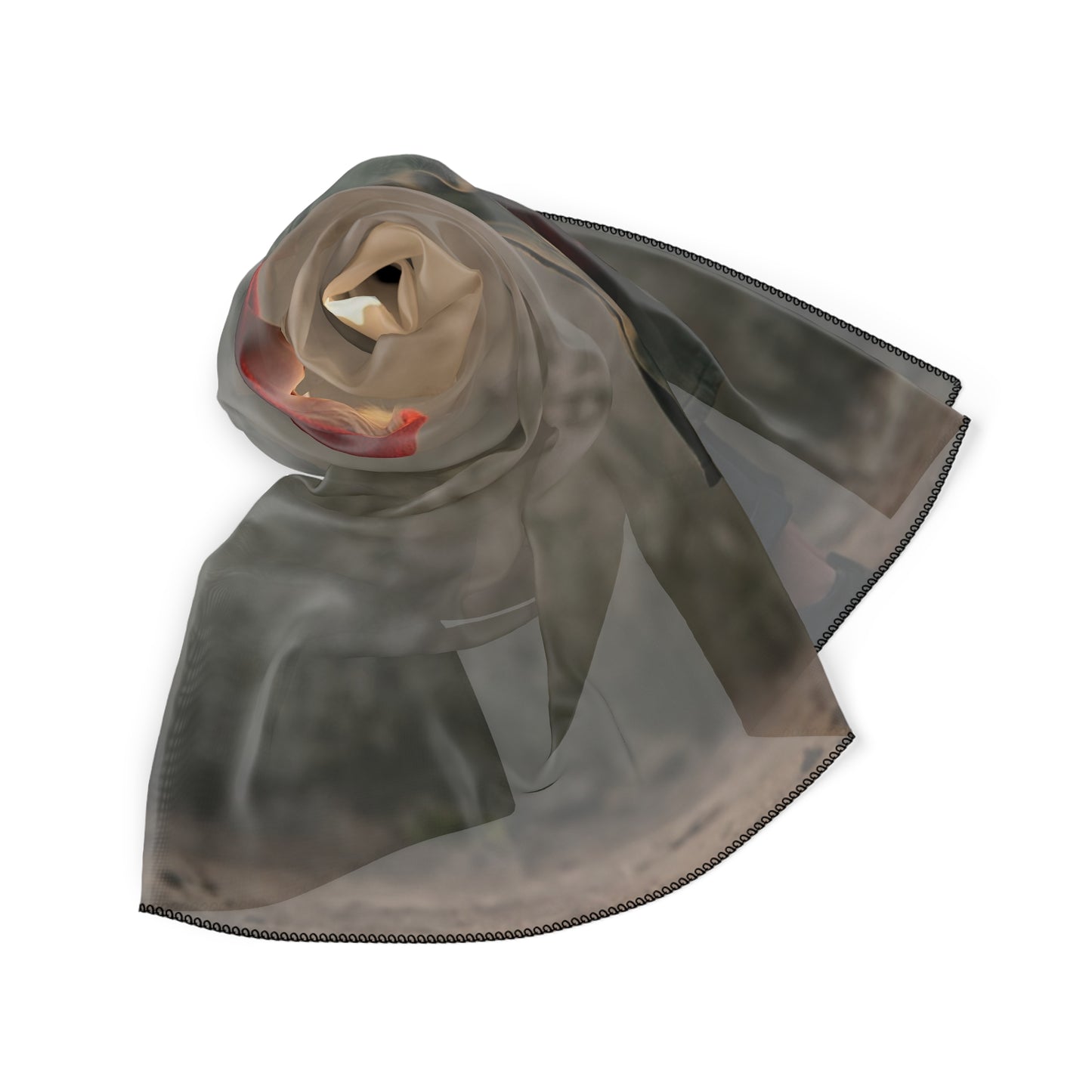 Star-Seeker Poly Scarf – Warm Glow Against Urban Concrete