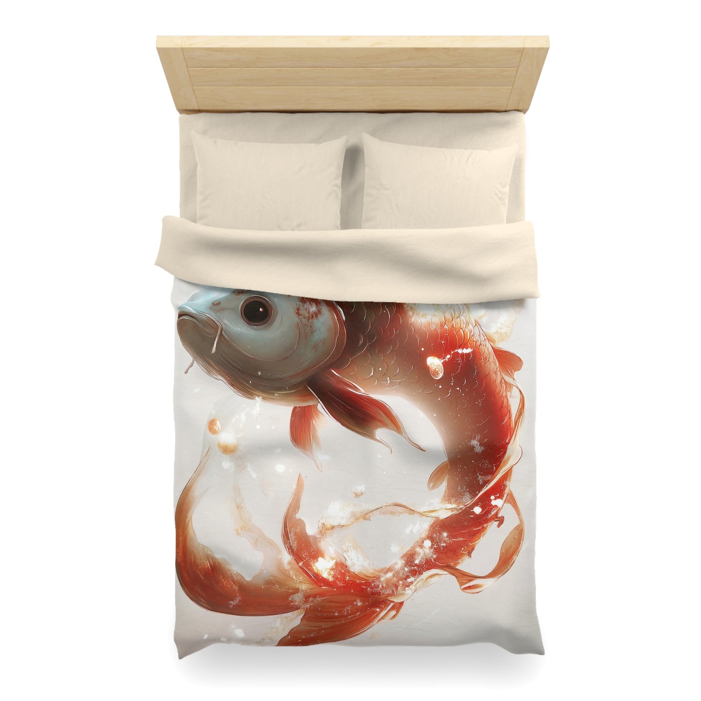 Child on Glowing Koi Microfiber Duvet Cover – Whimsical Dream Journey