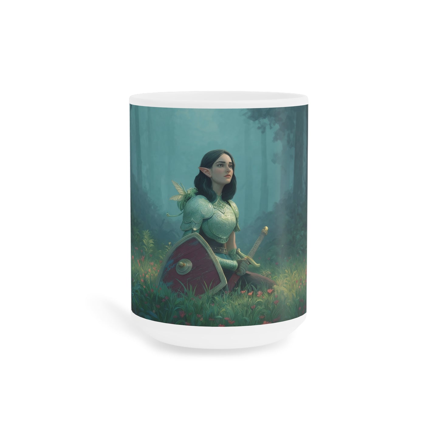 Elven Sentinel Ceramic Mugs (11oz\15oz\20oz) – Moss-Whispering Forest Pause