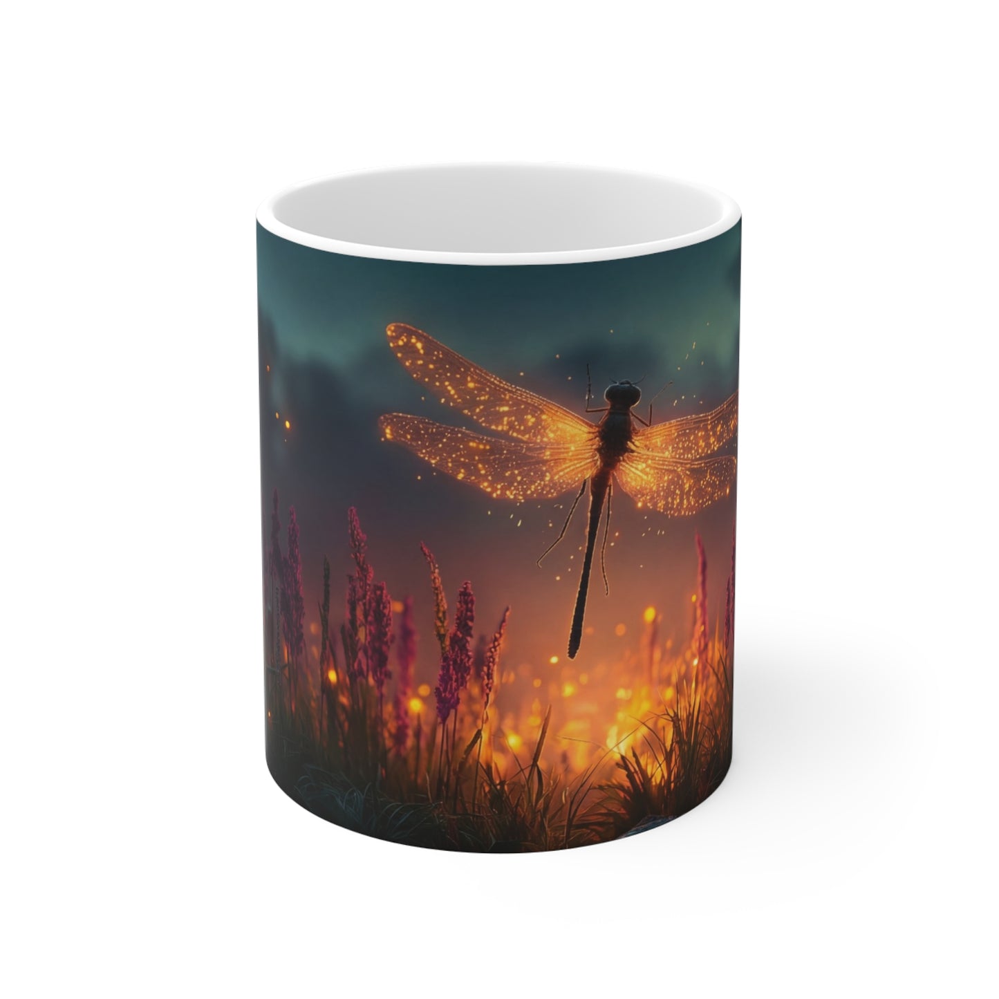 Luminescent Dragonfly Ceramic Mugs (11oz\15oz\20oz) – Twilight’s Sparkling Sentinel