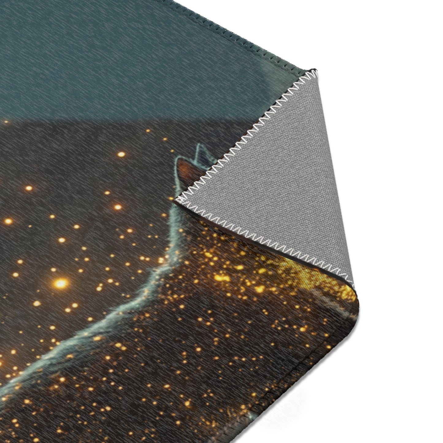 Starlit Cat in Pyramids Area Rug – Midnight Nile Guardian