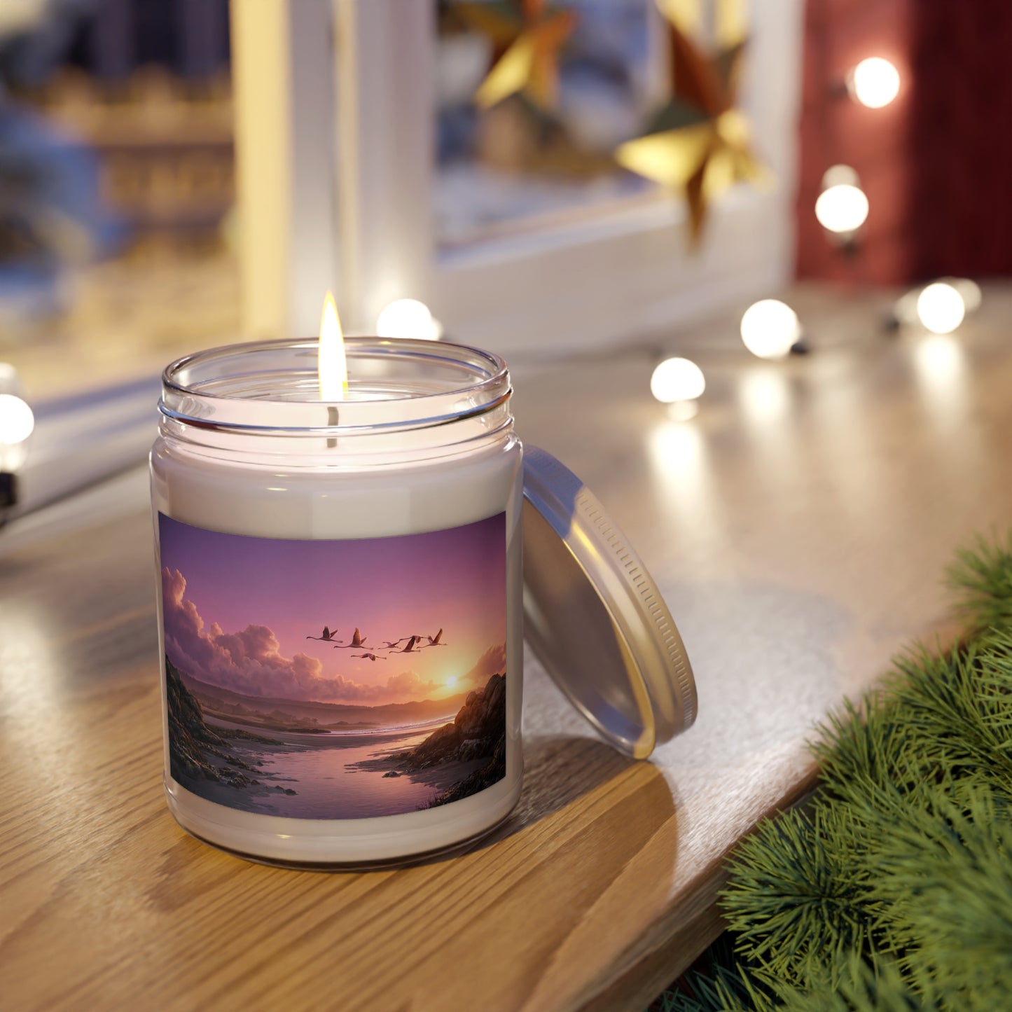 Flamingo Sunset Scented Soy Candles with White Lid, 9oz – Pink Sky Migration