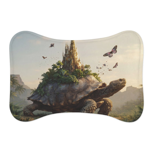 Celestial Tortoise Castle Pet Feeding Mats – Sunlit Sanctuary for Your Furry Companions