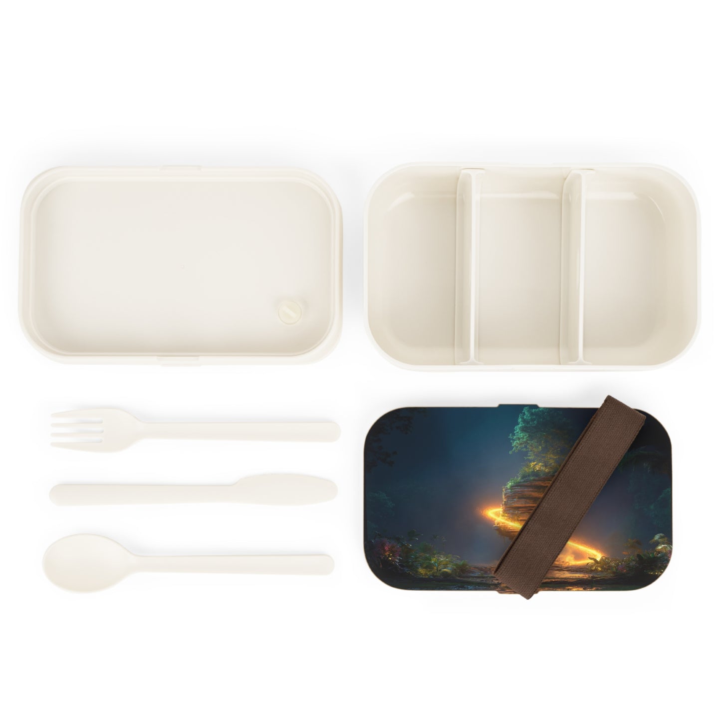 Luminous Floating Island Bento Lunch Box – Celestial Glow Through Tropical Night