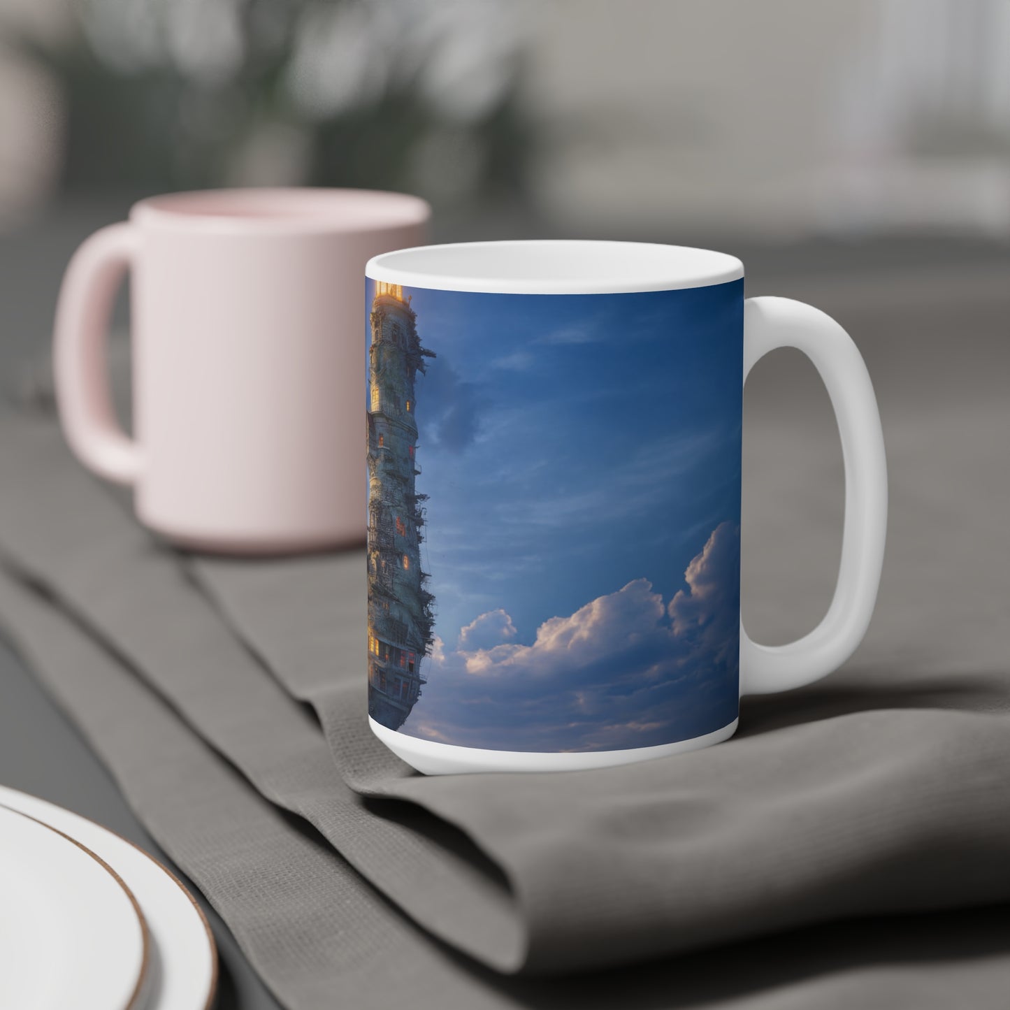 Skyborne Lighthouse Ceramic Mugs (11oz\15oz\20oz) – A Beacon in the Twilight