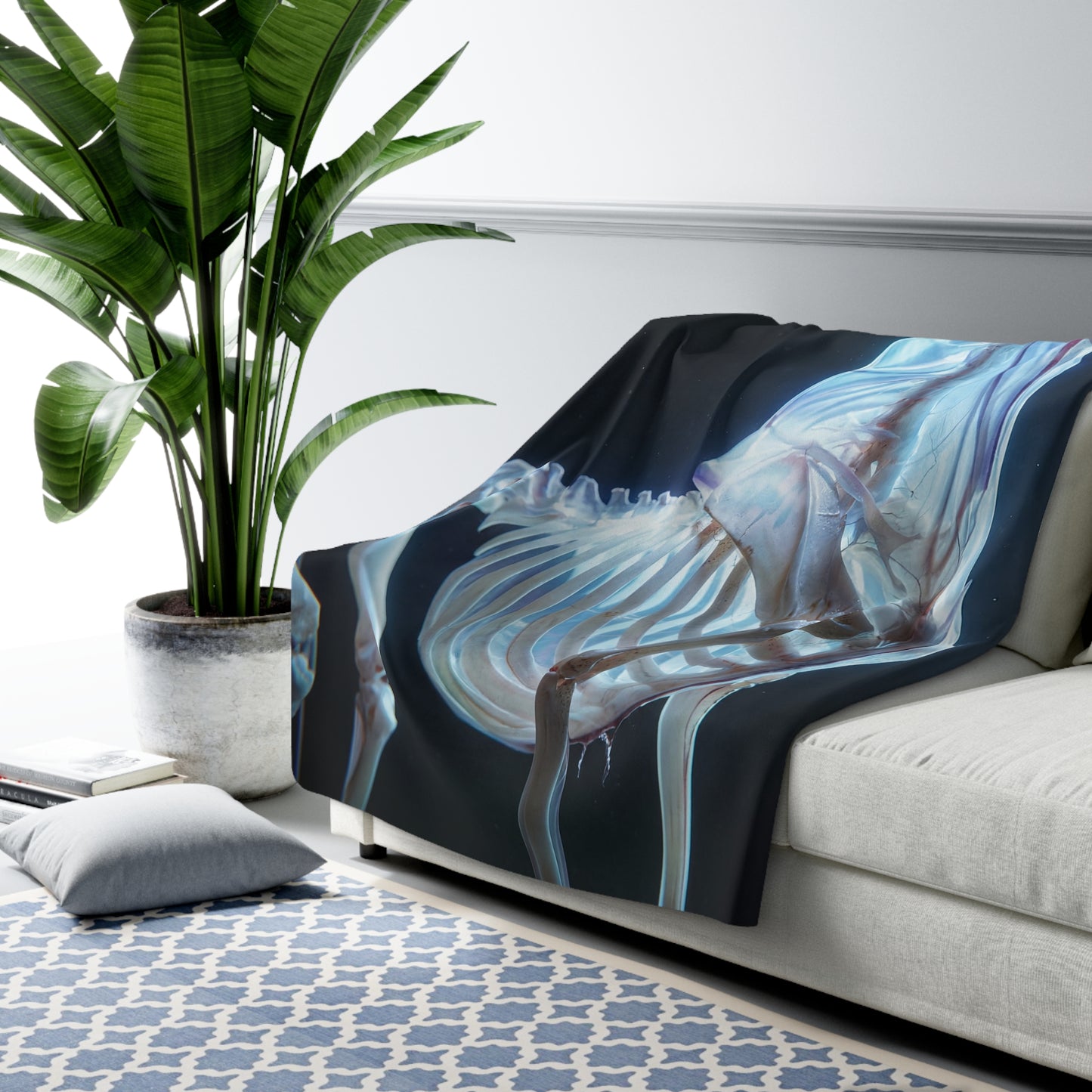 Luminous Unicorn Skeleton Sherpa Fleece Blanket – Ethereal Anatomy Glow