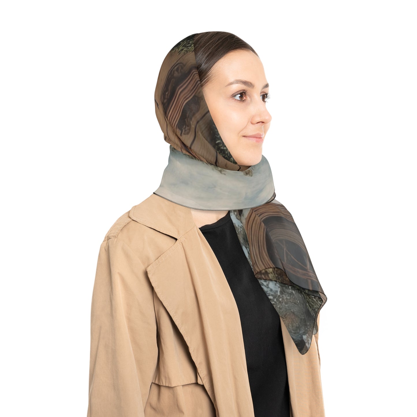 Winter’s Whisper Treehouse Scarf – Snow-Dusted Forest Sanctuary