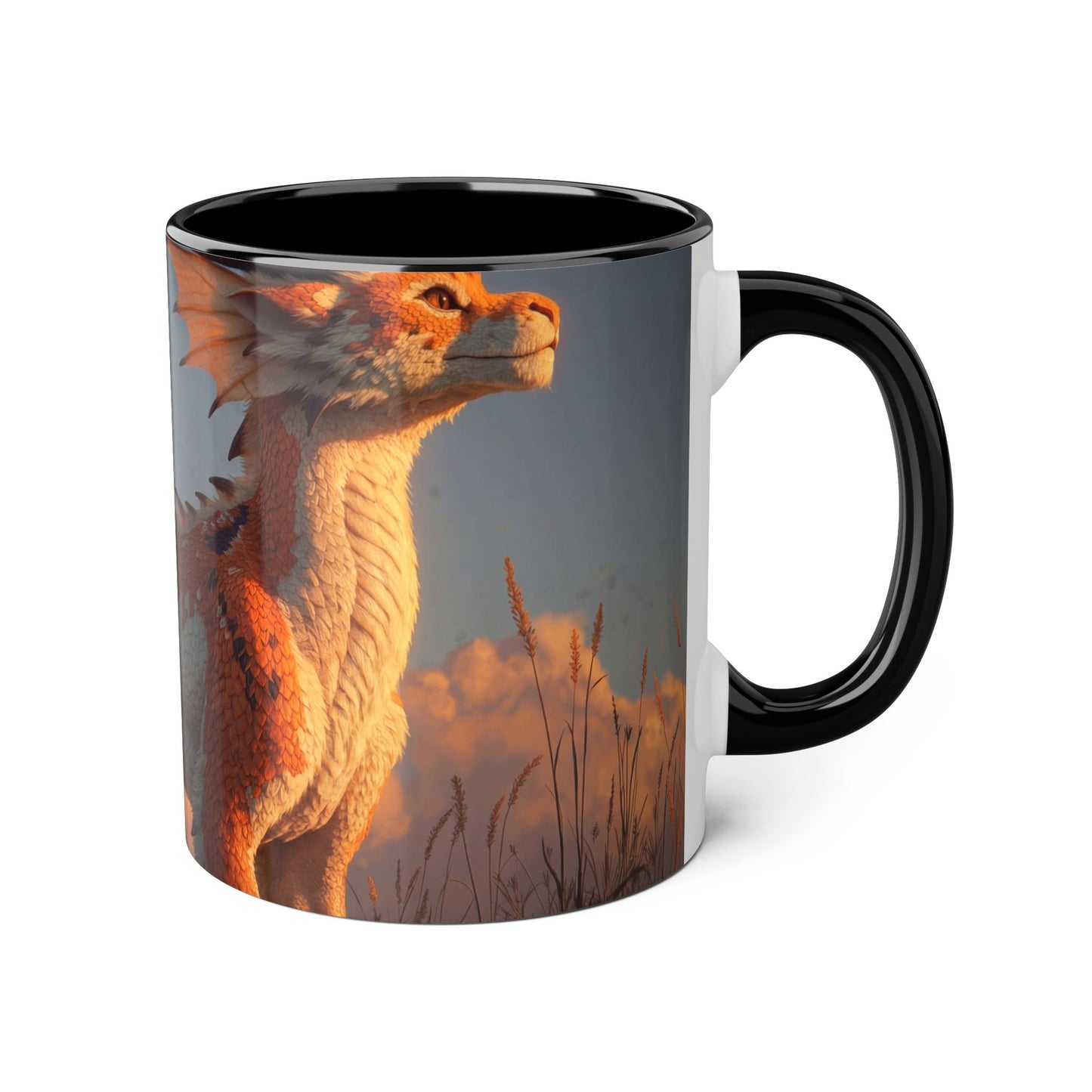 Golden Horizon Dragon Accent Mugs, 11oz – Sunset Skywatcher Companion