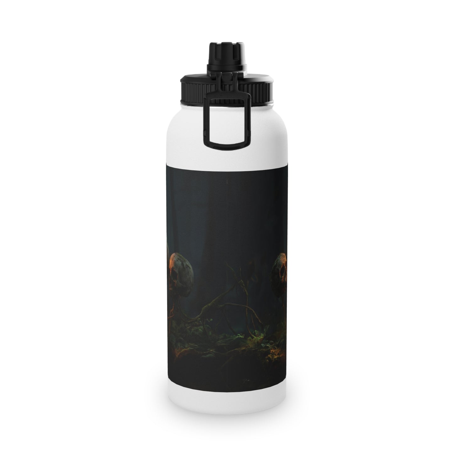 Illuminated Idea Lightbulb Stainless Steel Water Bottle, Sports Lid – Whispering Forest of Forgotten Minds