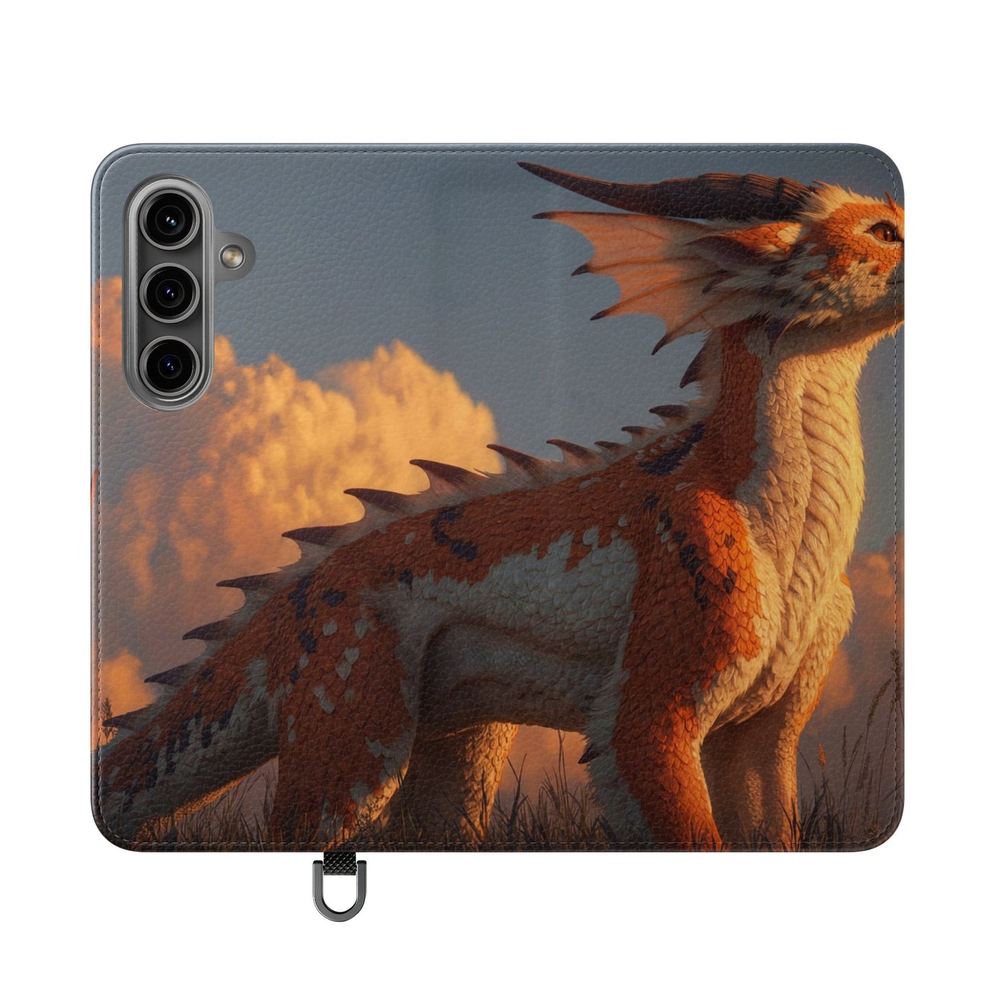 Gilded Dragon Flip Cases – Amber Sunset Guardian