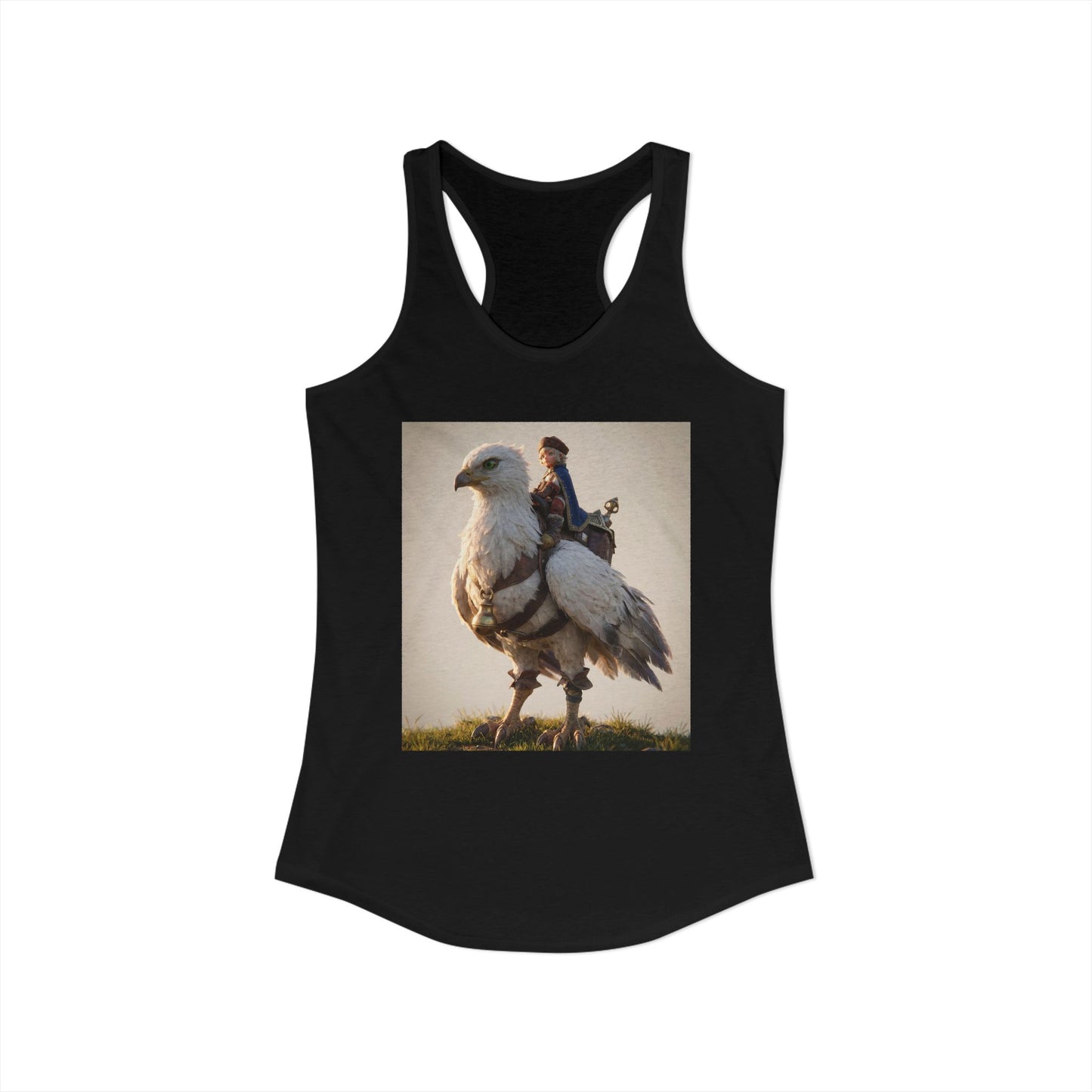 Skyward Rider Women's Ideal Racerback Tank – Falcon and Young Knight at Dawn