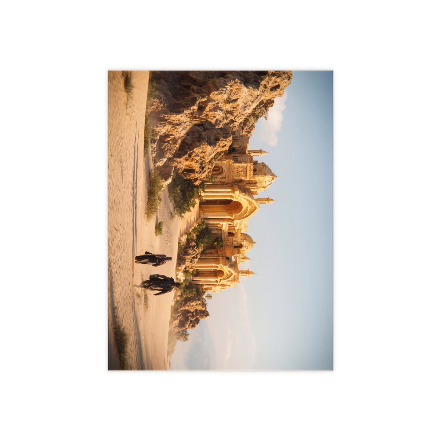 Desert Oasis Palace Ceramic Photo Tile – Golden Mirage on Sun-Drenched Sands