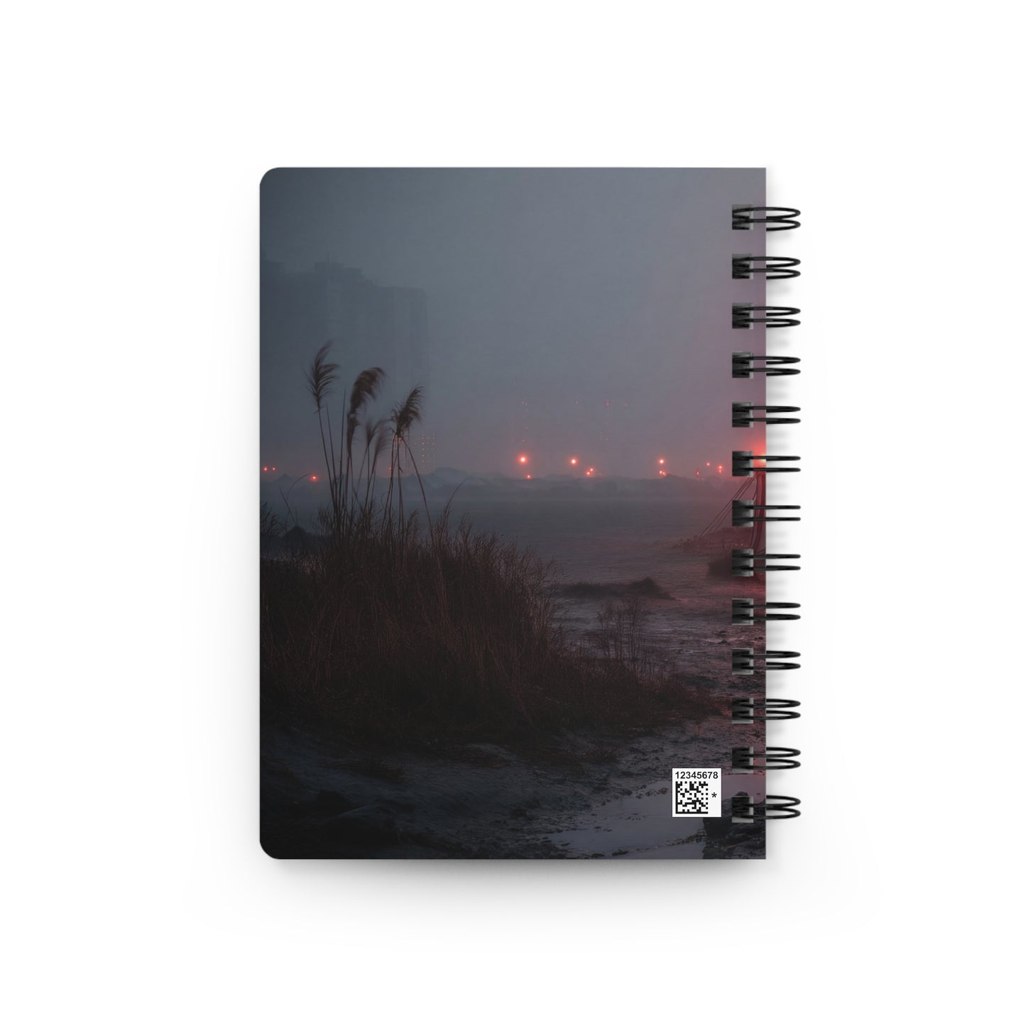 Crimson Carnival Tent Spiral Bound Journal – Foggy Shoreside Wonder